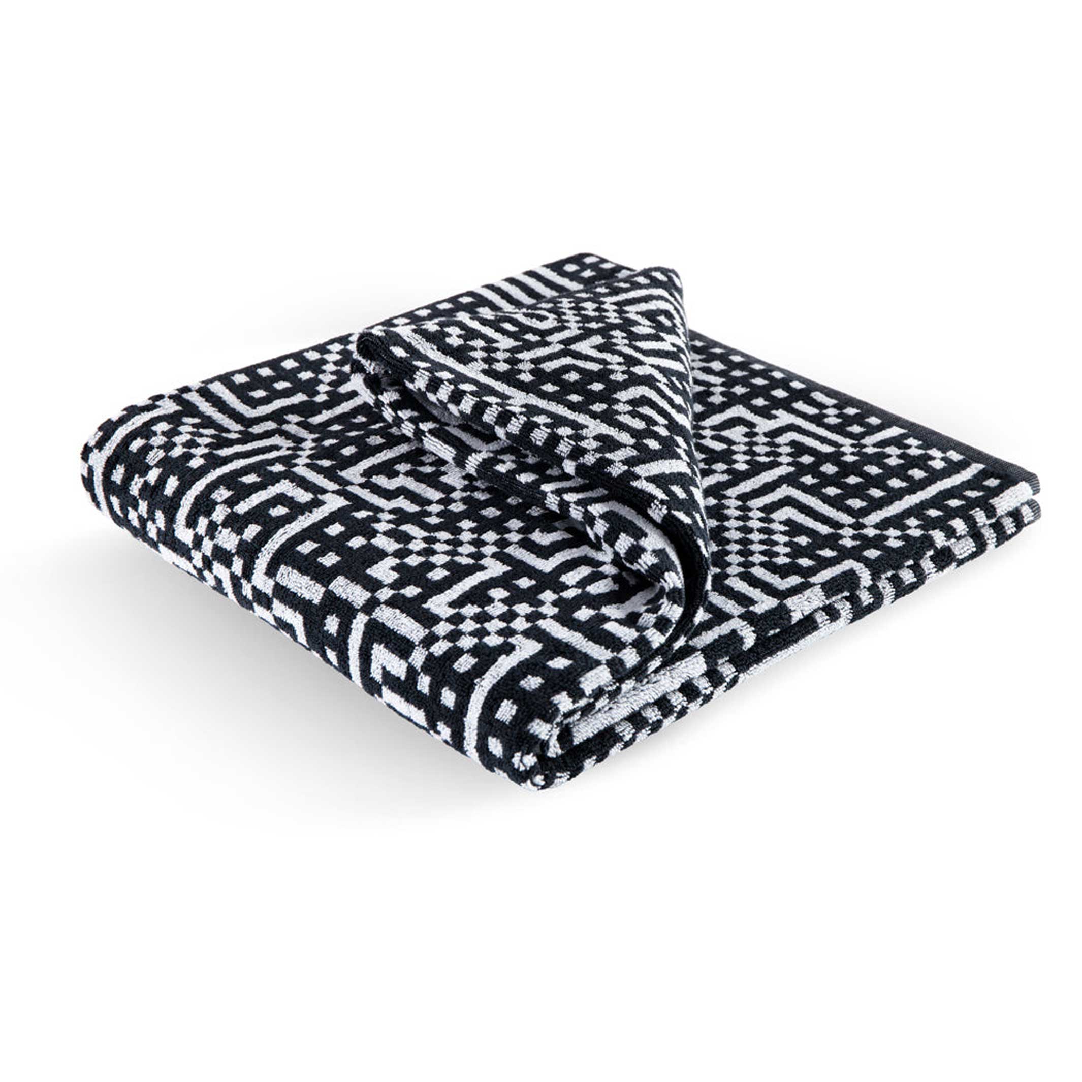 ROUTE - small Black & White Towel - Bitmap Collection - 33x50 cm | Cristian Zuzunaga