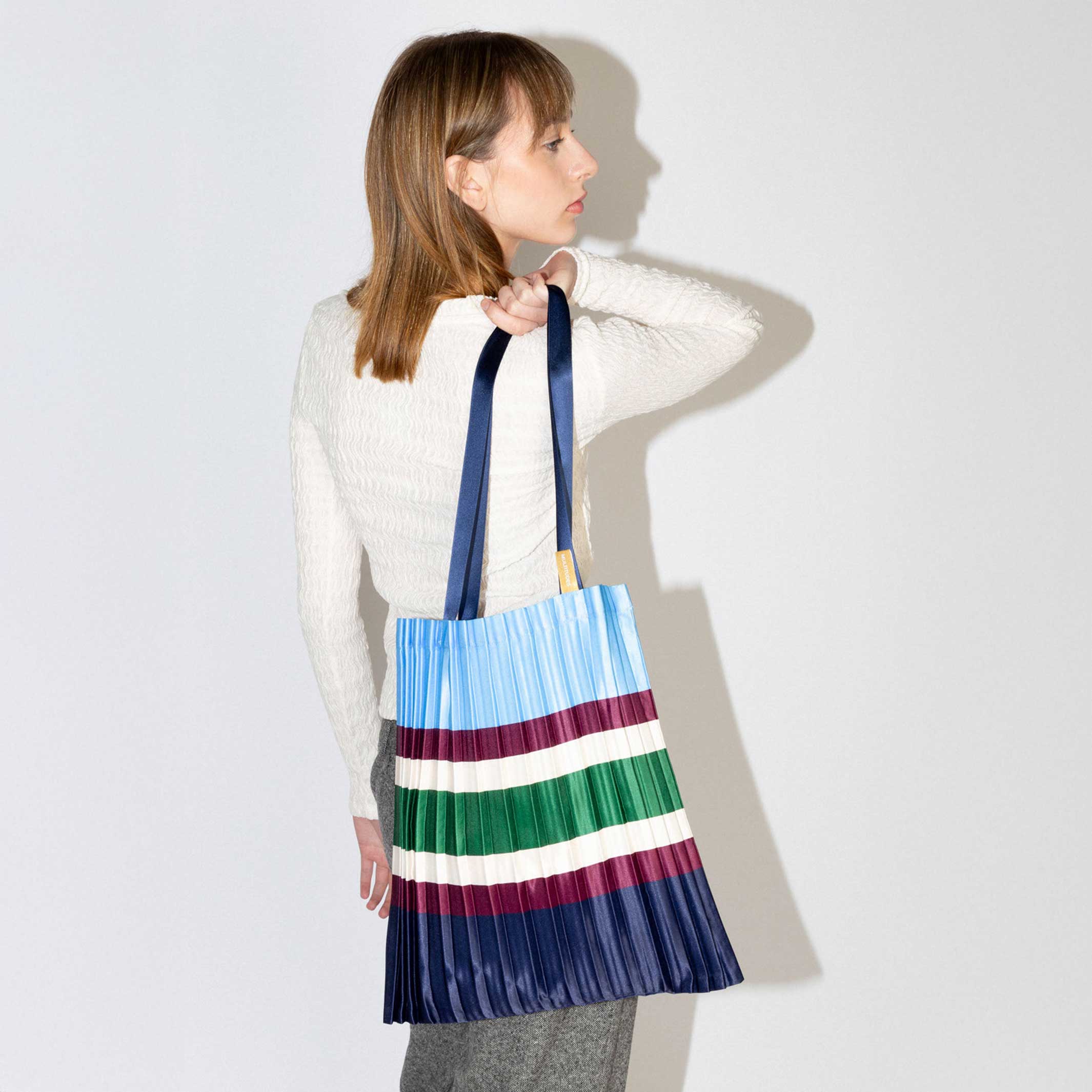 SORRENTO BLUE - Tote Bag - pleated satin 40x48 cm | Multitudes
