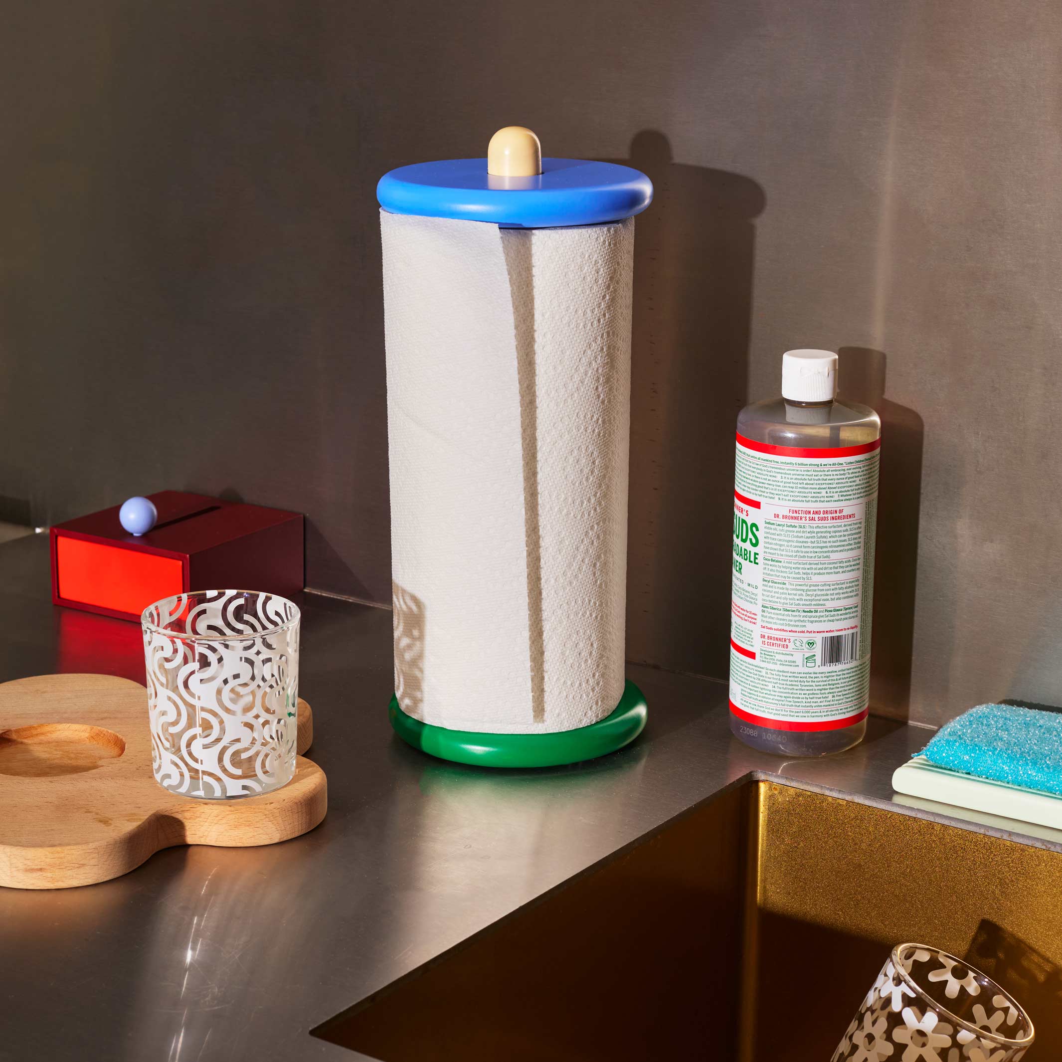 SPOOL Blue, Yellow & Green - Paper Towel Holder - Sam Stewart | Areaware