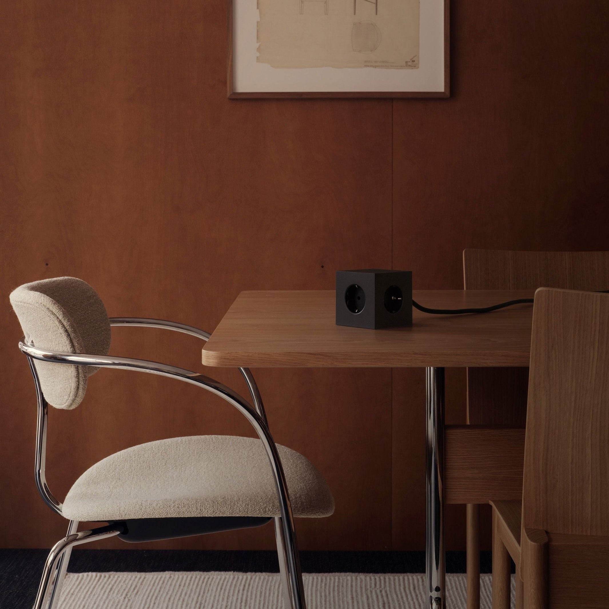 SQUARE 1 - 3er Mehrfach-Steckdose - magnetischer, schwarzer WÜRFEL - 2x USB-C 30W & 1,8m Anschlußkabel | Avolt