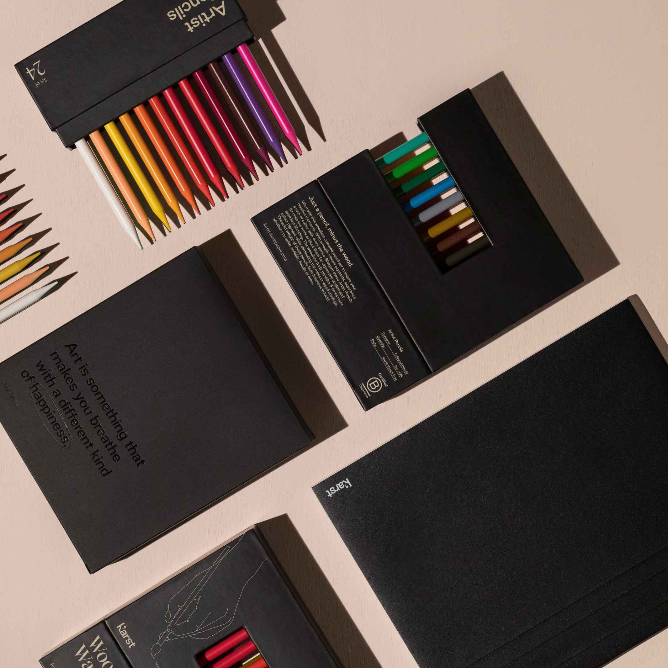 WOODLESS WATERCOLOUR PENCILS - holzfreies Graphit-BLEISTIFT-SET - 24er Set | KarstGoods