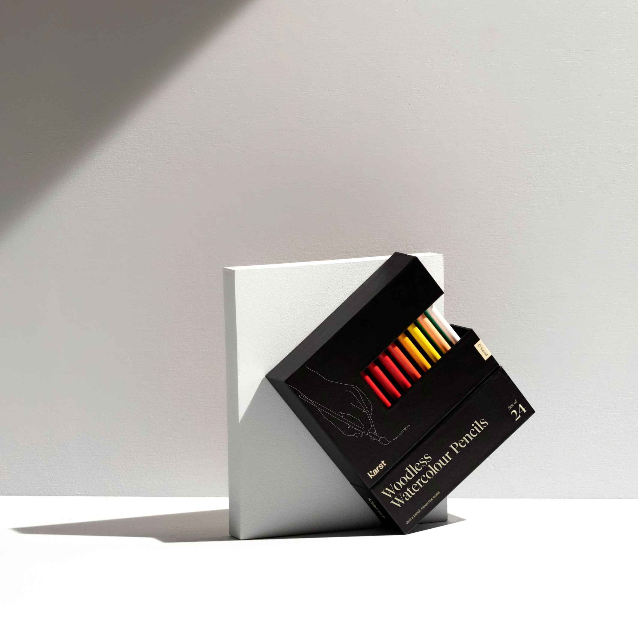 CRAYONS AQUARELLES SANS BOIS - ENSEMBLE DE CRAYONS graphite sans bois - lot de 24 | Papier de pierre karstique