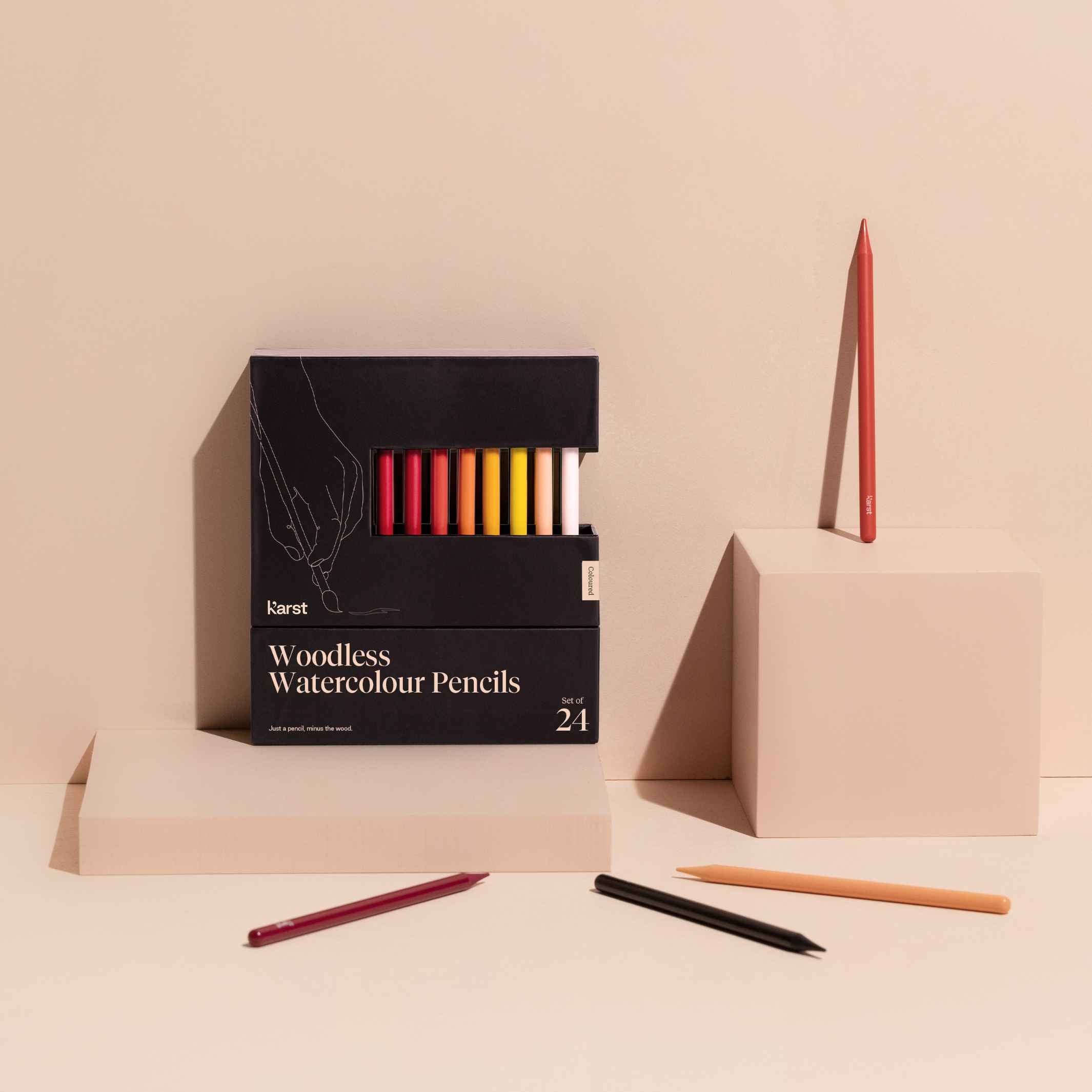 CRAYONS AQUARELLES SANS BOIS - ENSEMBLE DE CRAYONS graphite sans bois - lot de 24 | Papier de pierre karstique