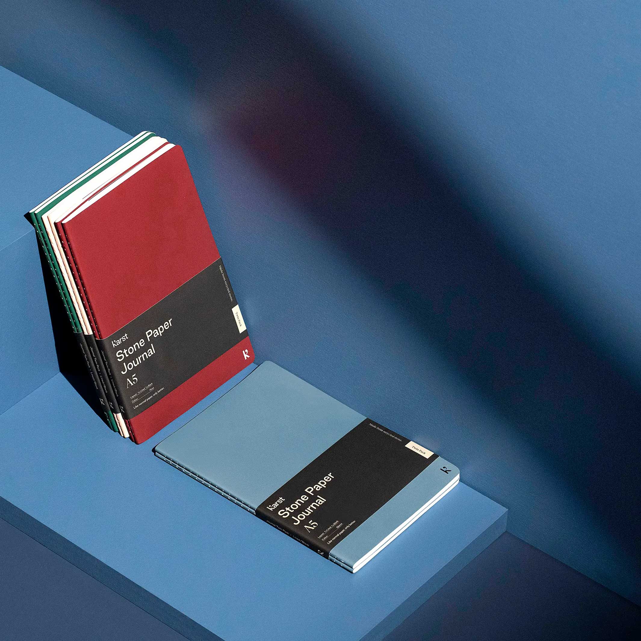 Softcover JOURNALS | Twin Pack | A5 lined & blank | Karst Stone Paper