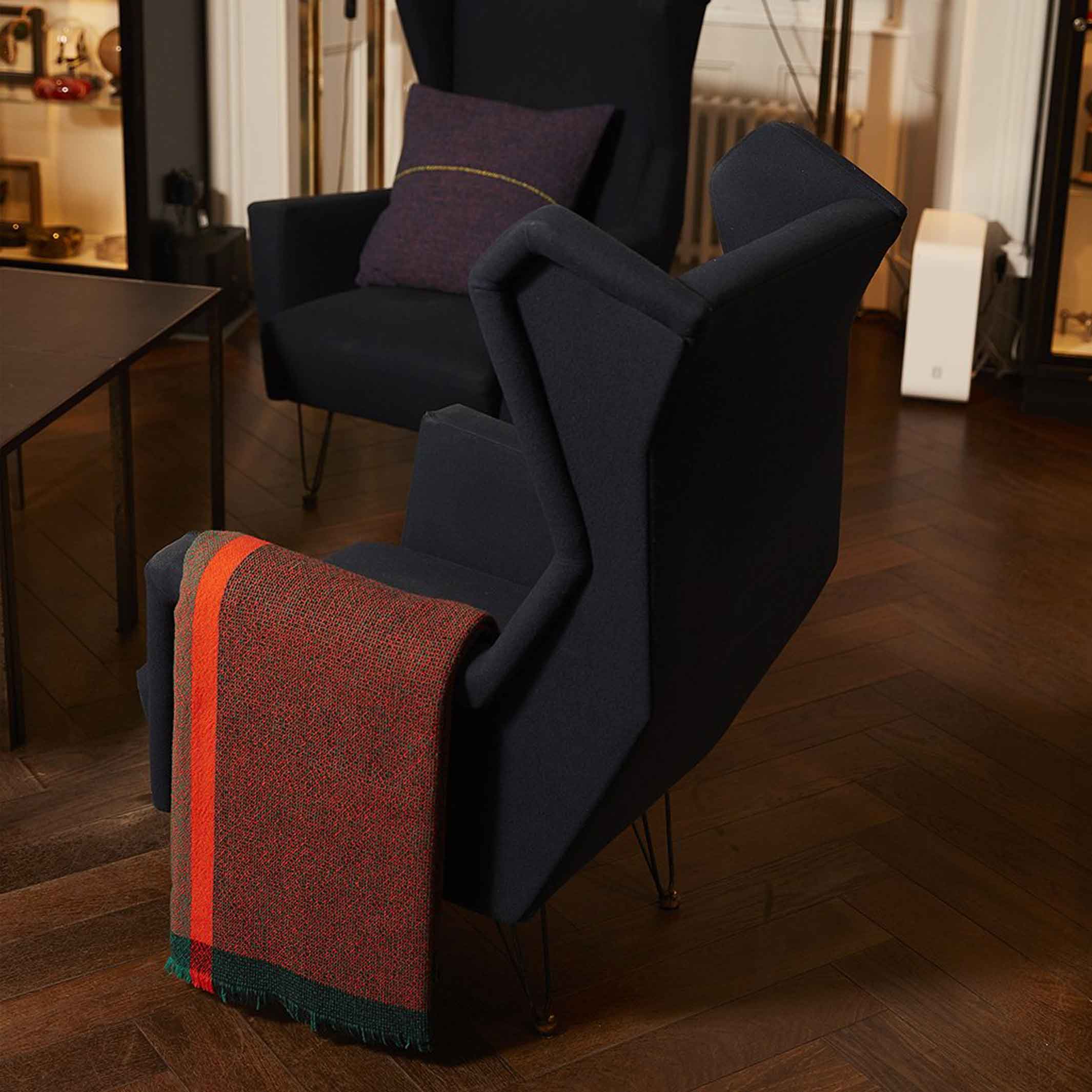 INTÉGRER LA RÉFLEXION DE JET | couvre-lit rouge | 180x140 cm | 100% laine mérinos | Cristian Zuzunaga