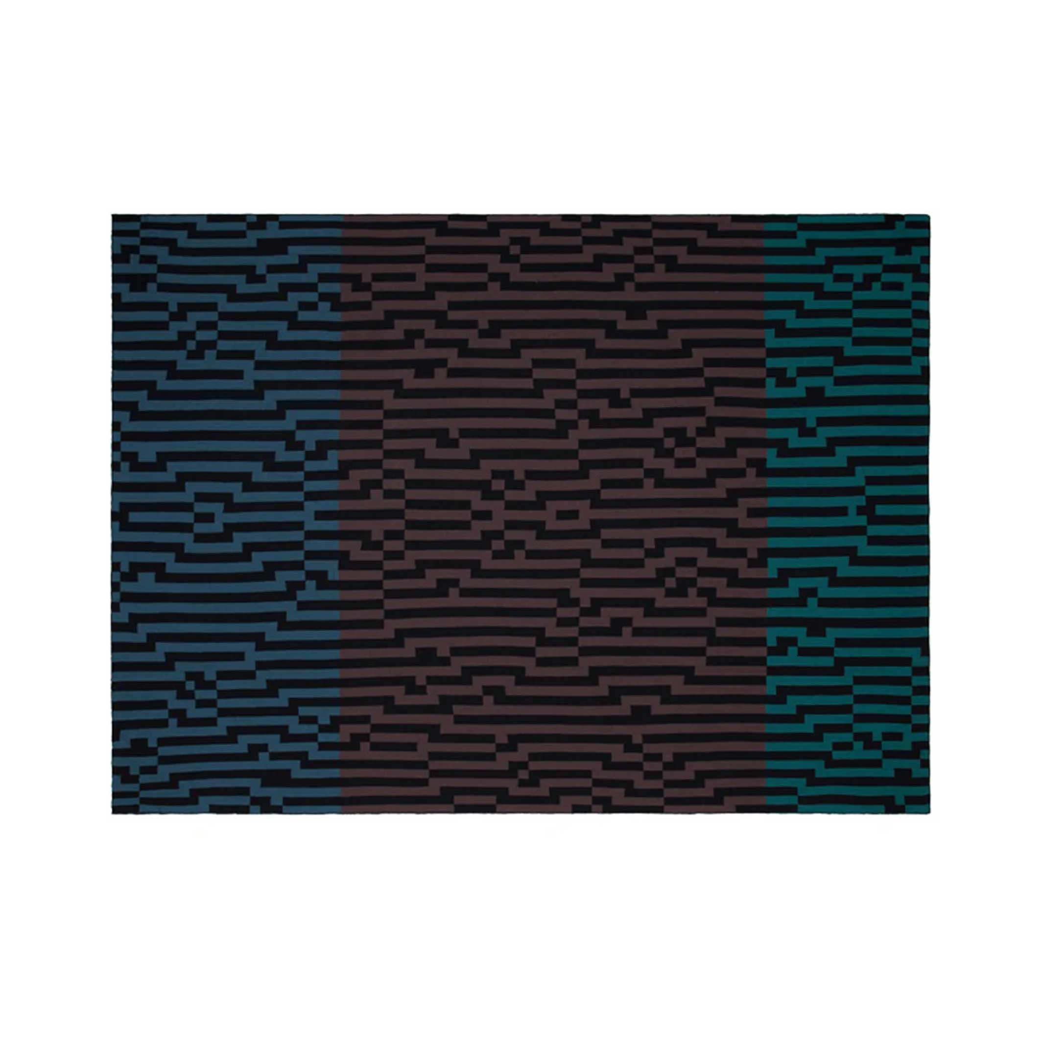 BITMAP ZOOM OUT 1 | Blau, Braun & mint-fabige TAGESDECKE | 180x140 cm | 100% Merino Wolle | Cristian Zuzunaga