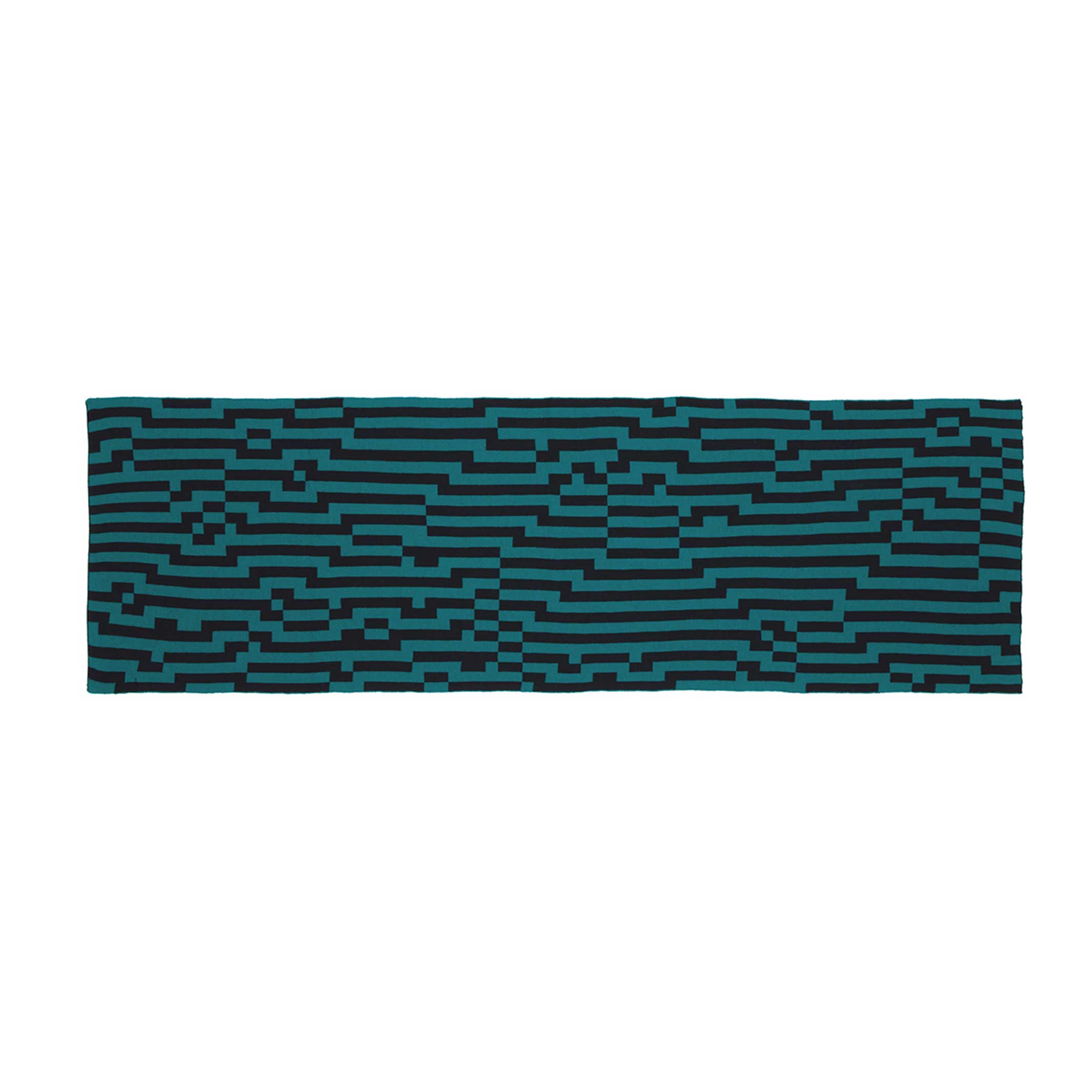 BITMAP ZOOM IN 4 | mintgrün & schwarze SCHAL-STOLA | 194x64 cm | 100% Merino Wolle | Cristian Zuzunaga