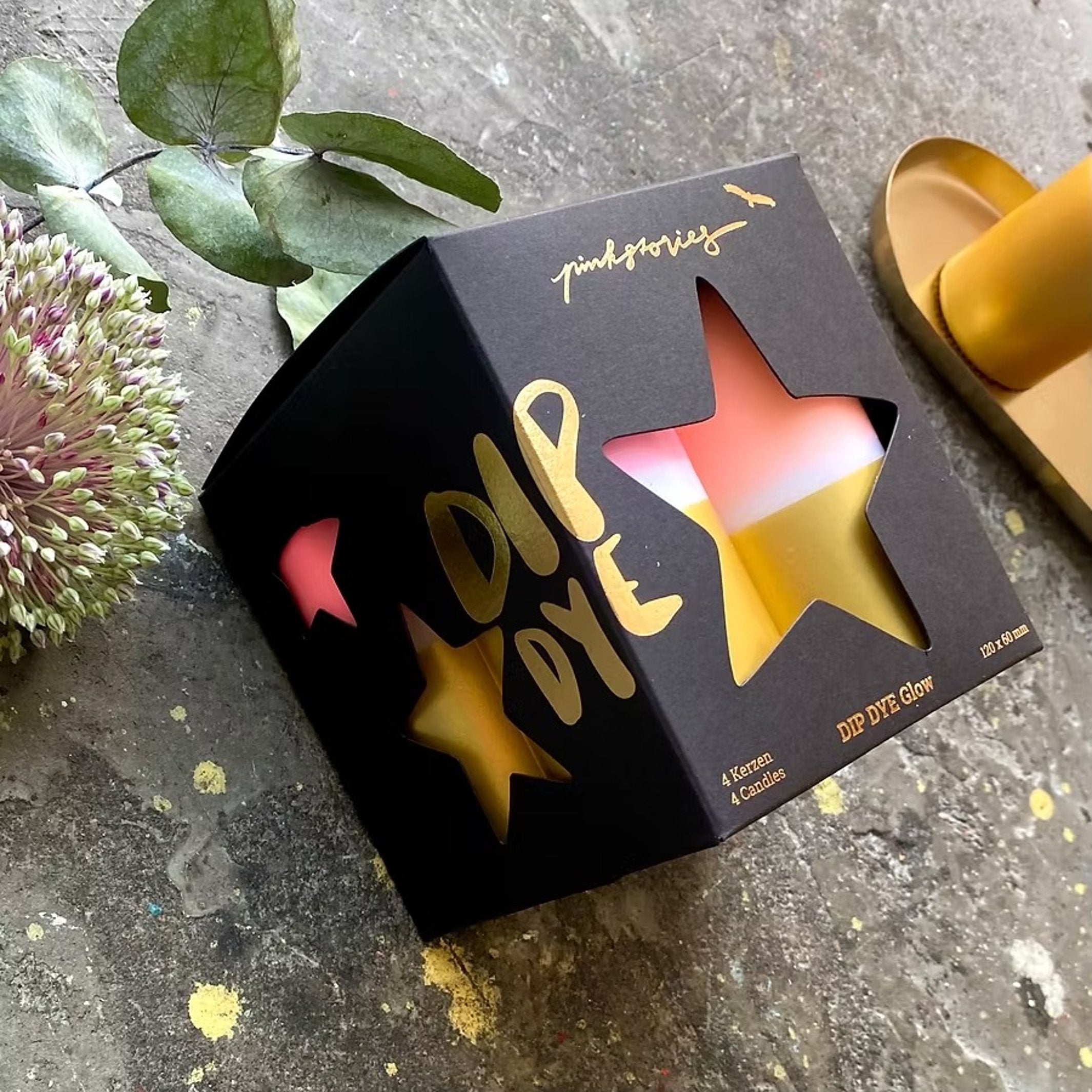 DIP DYE GLOW GOLDEN STAR | Christmas candles in a set of 4 | Pink Stories
