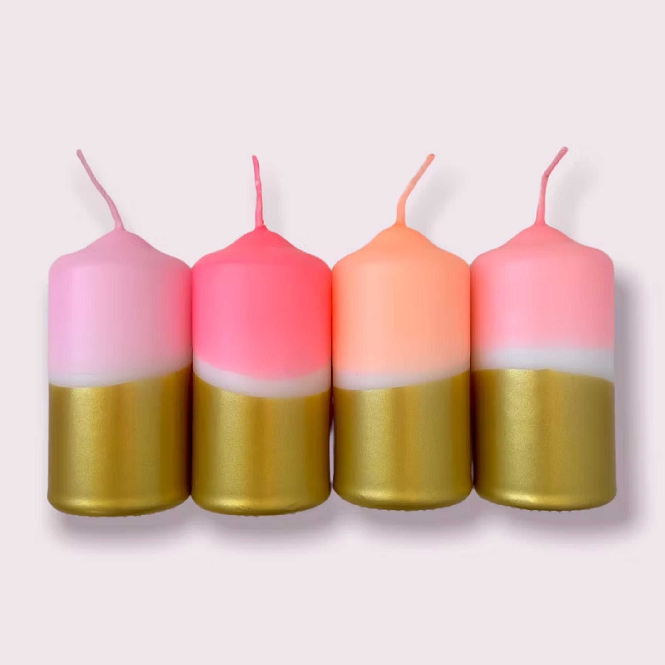 DIP DYE GLOW GOLDEN STAR | Christmas candles in a set of 4 | Pink Stories