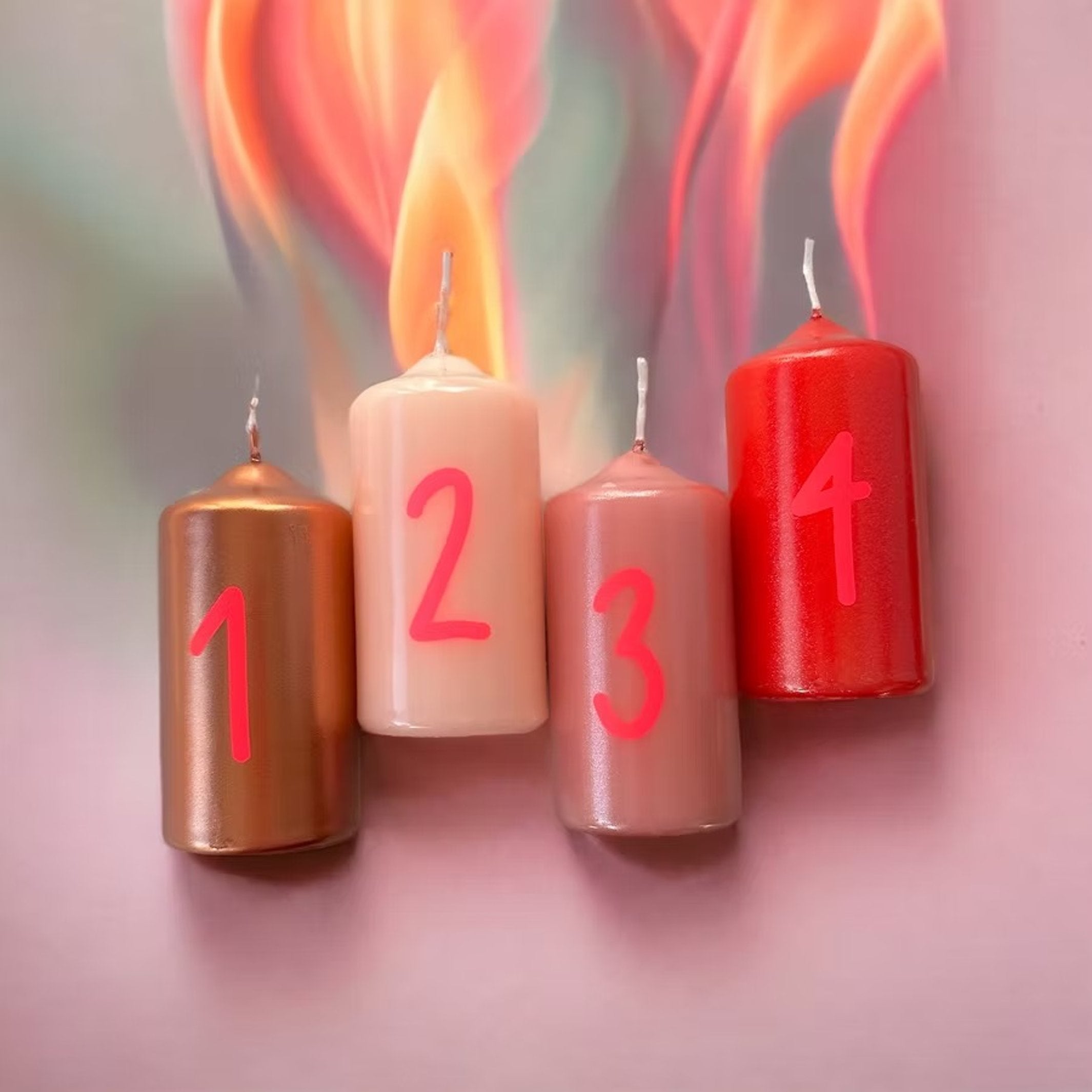 DIP DYE GLOW COUNTDOWN | Christmas candles in a set of 4 | Pink Stories
