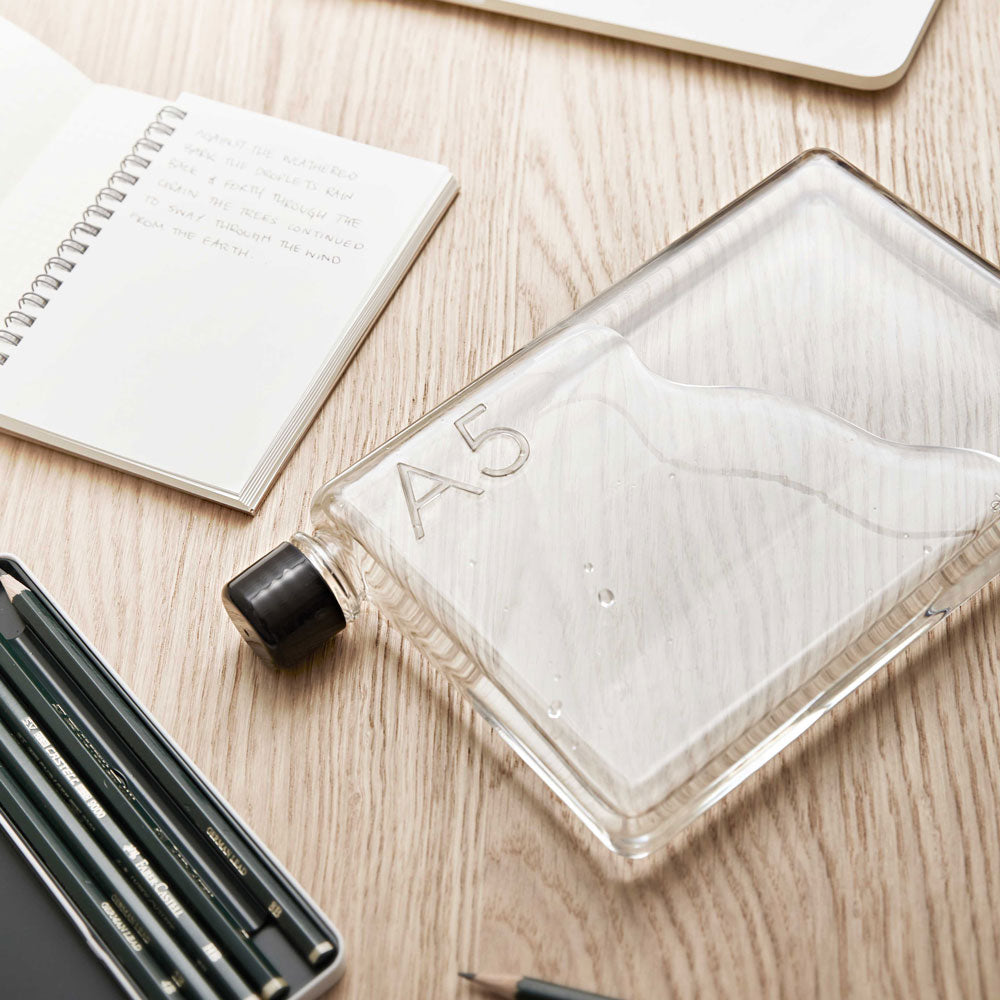 Bouteille mémo A5 | BOUTEILLE D'EAU ET DE BOISSON plate réutilisable | 750 ml