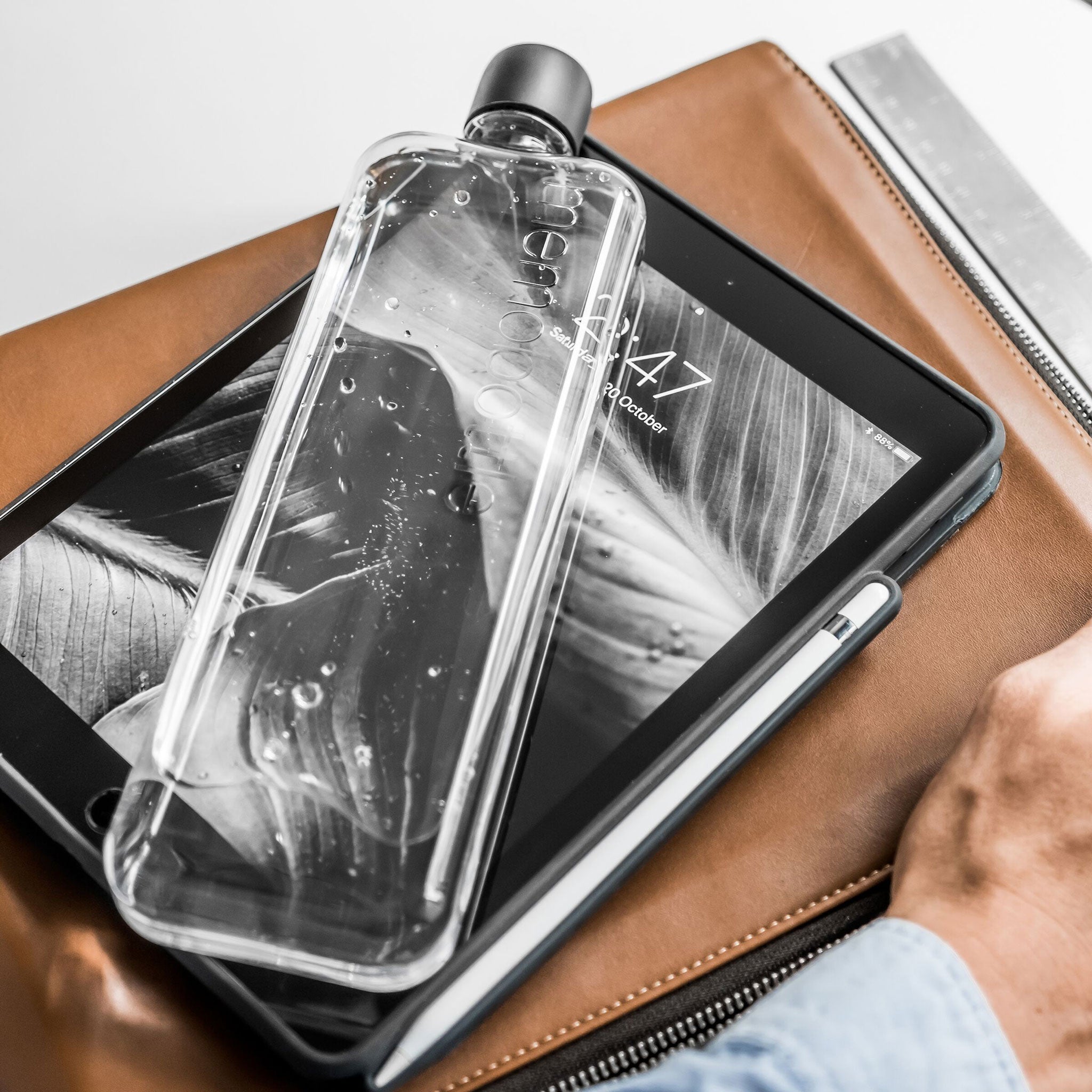 Bouteille mémo SLIM | BOUTEILLE D'EAU ET DE BOISSON plate réutilisable | 450 ml