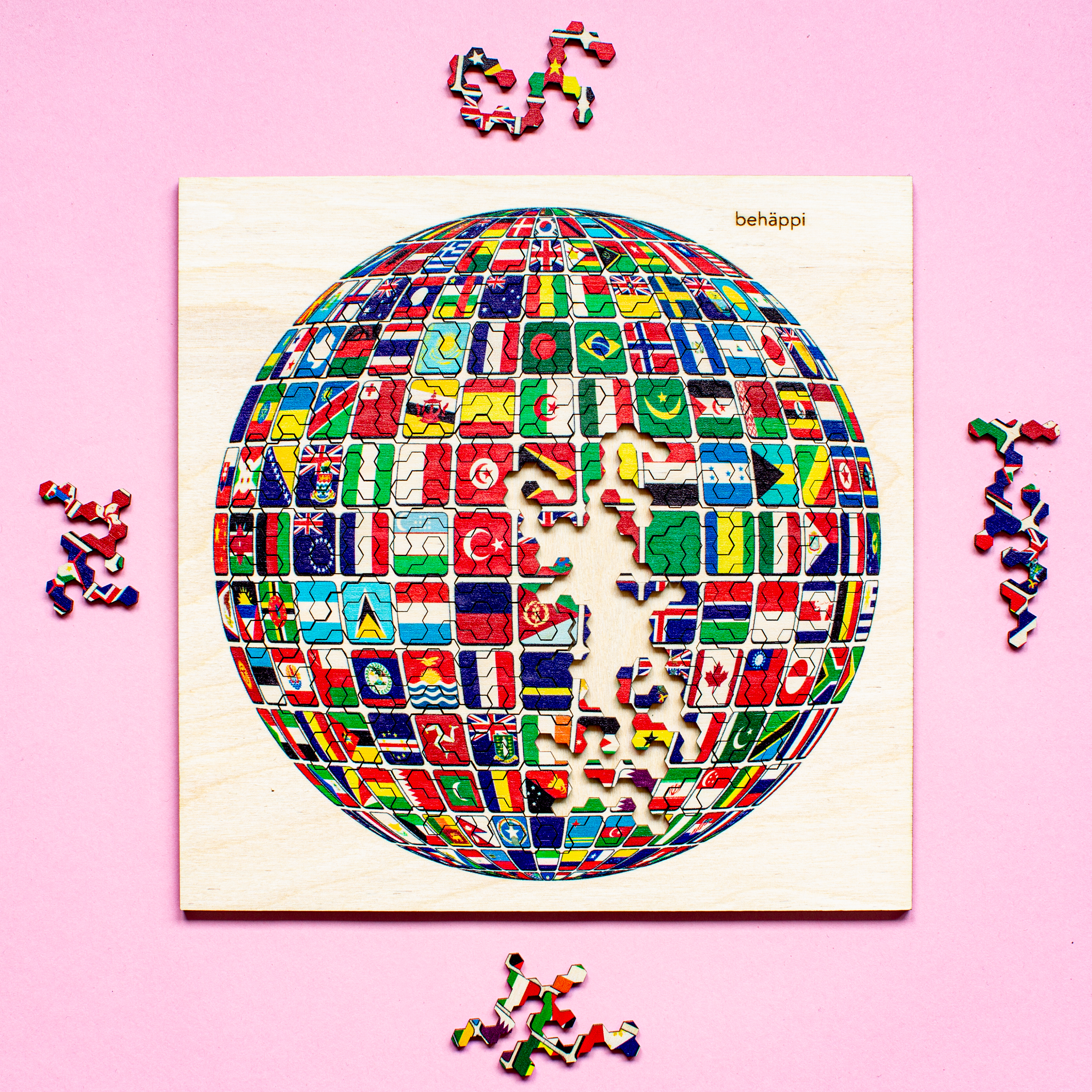 WELT | Außergewöhnliches IQ-HOLZPUZZLE | PLANETEN-Serie | Level Schwer | Behäppi