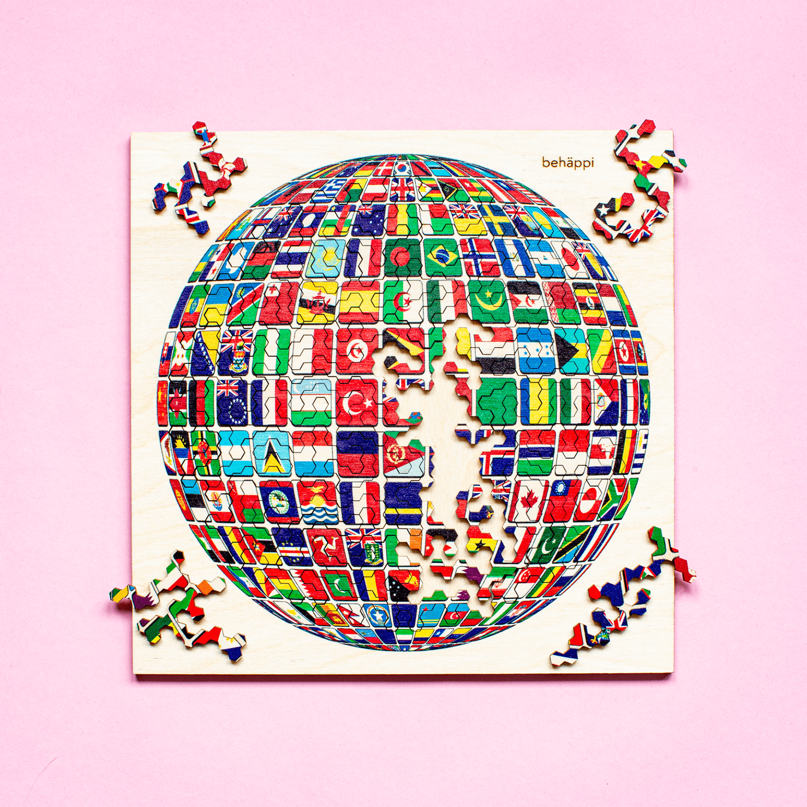 WELT | Außergewöhnliches IQ-HOLZPUZZLE | PLANETEN-Serie | Level Schwer | Behäppi