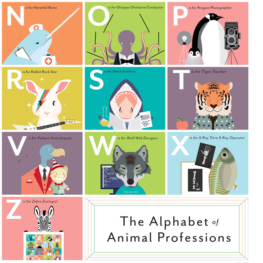 L'ALPHABET des MÉTIERS ANIMAUX | Infographie AFFICHE POUR ENFANTS | 46x61cm | Laboratoire de graphiques pop