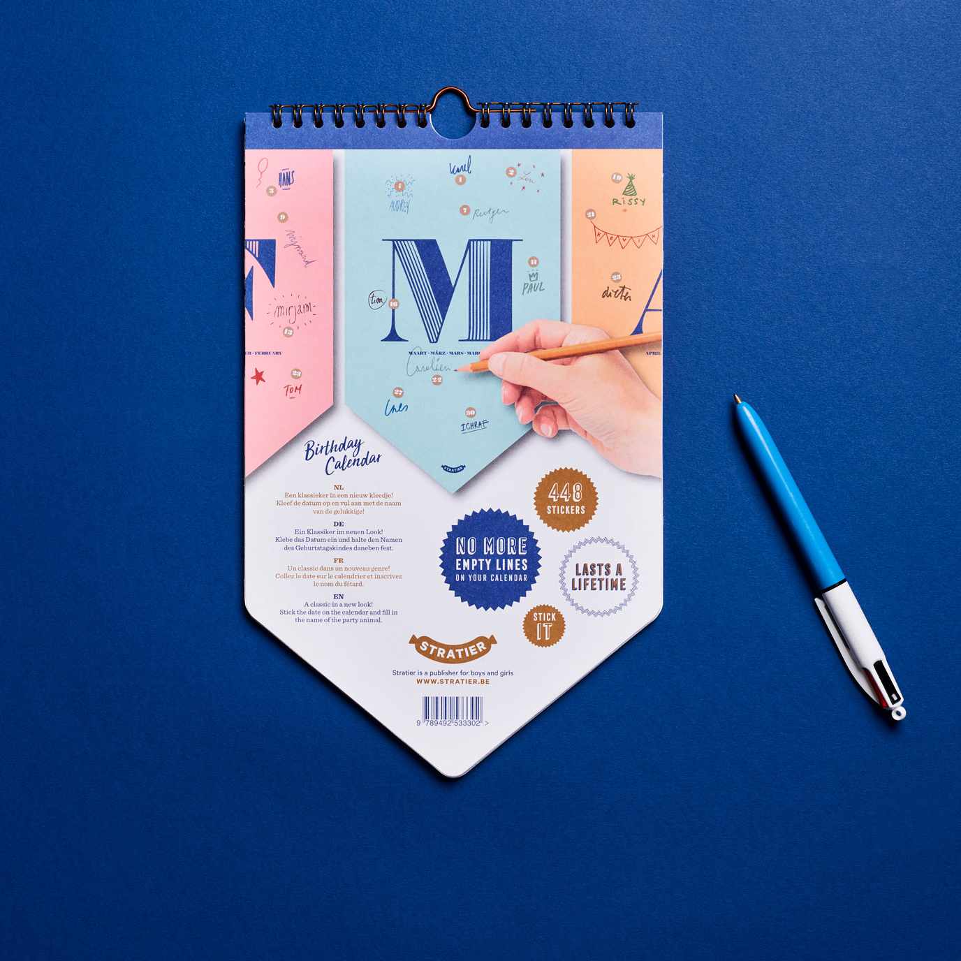 BIRTHDAY CALENDAR | GEBURTSTAGS-KALENDER | 4 Sprachen | 28x17cm | Stratier - Charles & Marie