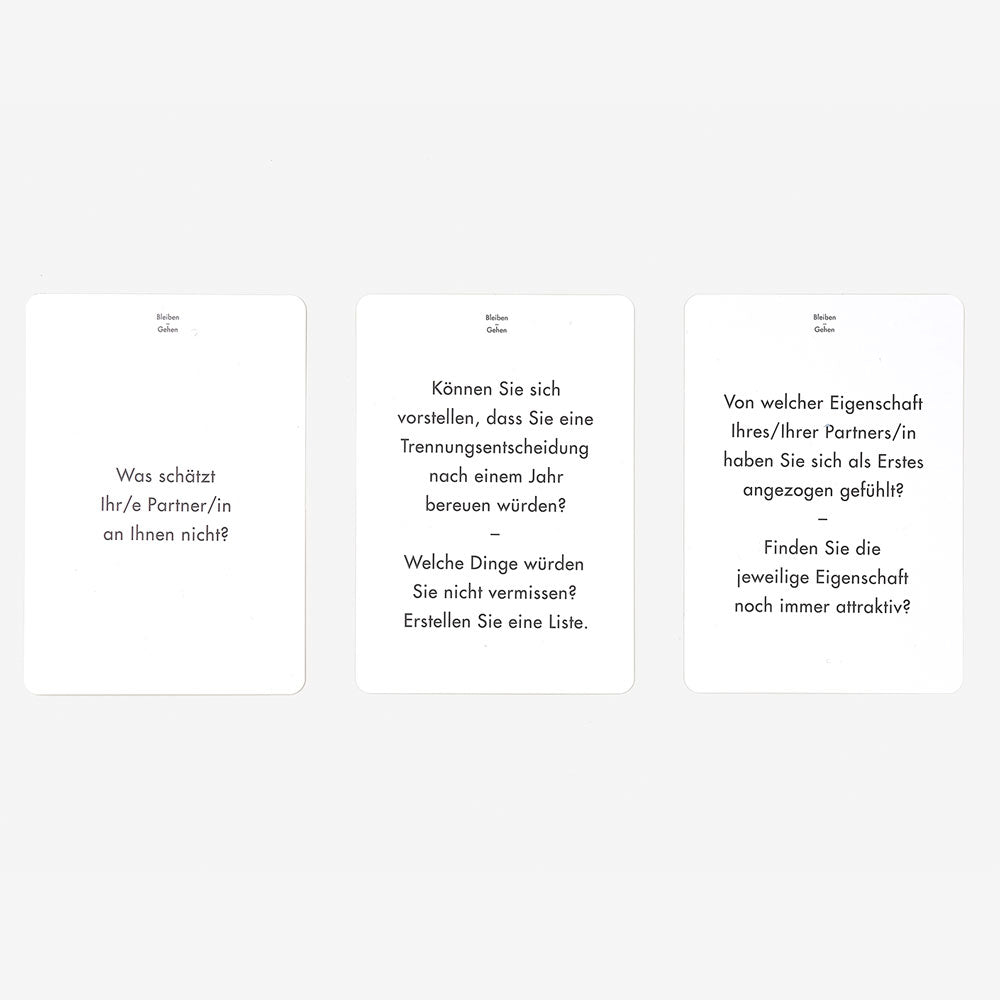 BLEIBEN ODER GEHEN? | CARD SETto decide whether your relationship has a future | German Edition | The School of Life