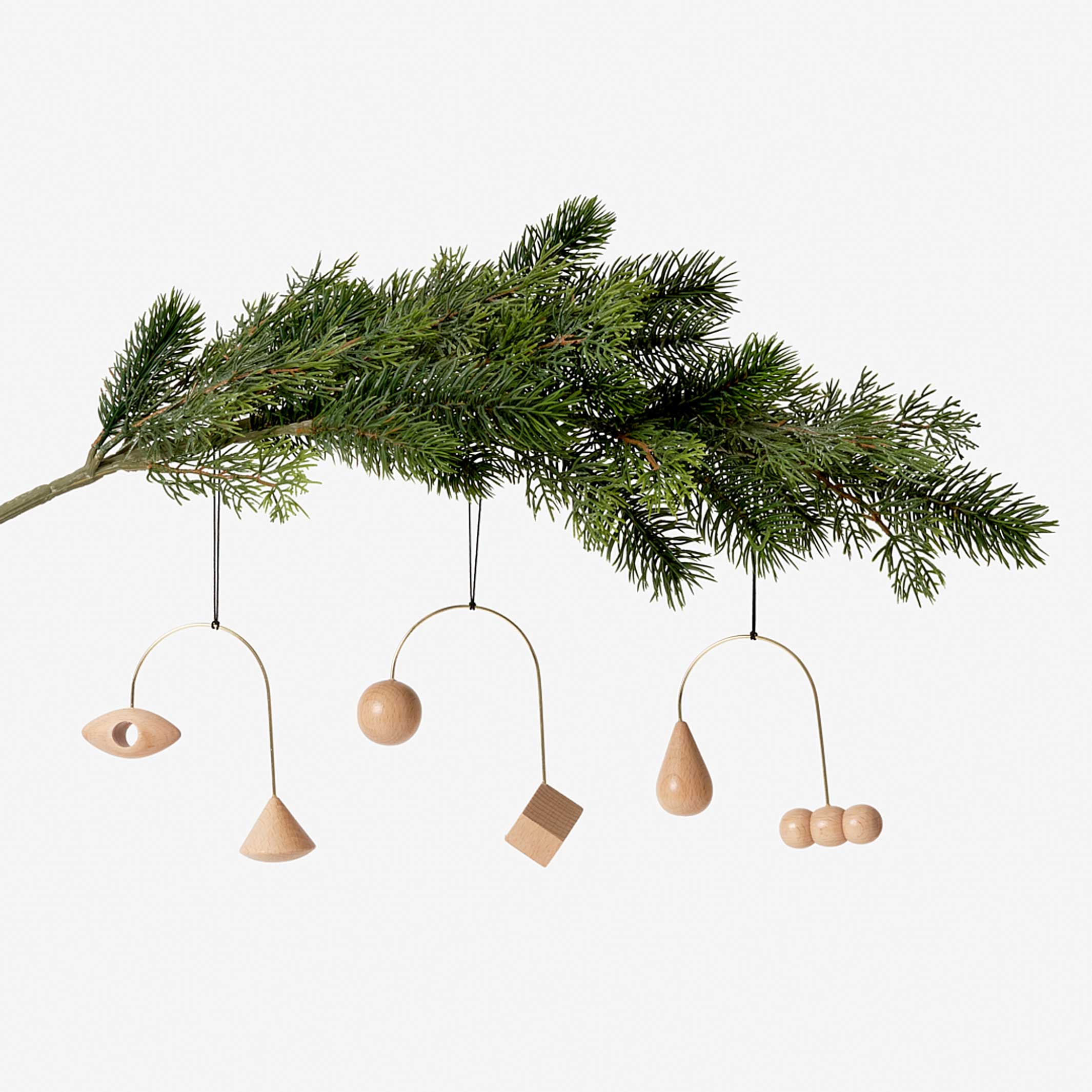 BRASS ORNAMENTS | WEIHNACHTSBAUM-SCHMUCK | 3er Set Messing & Holz in vers. Formen | Pat Kim | Areaware