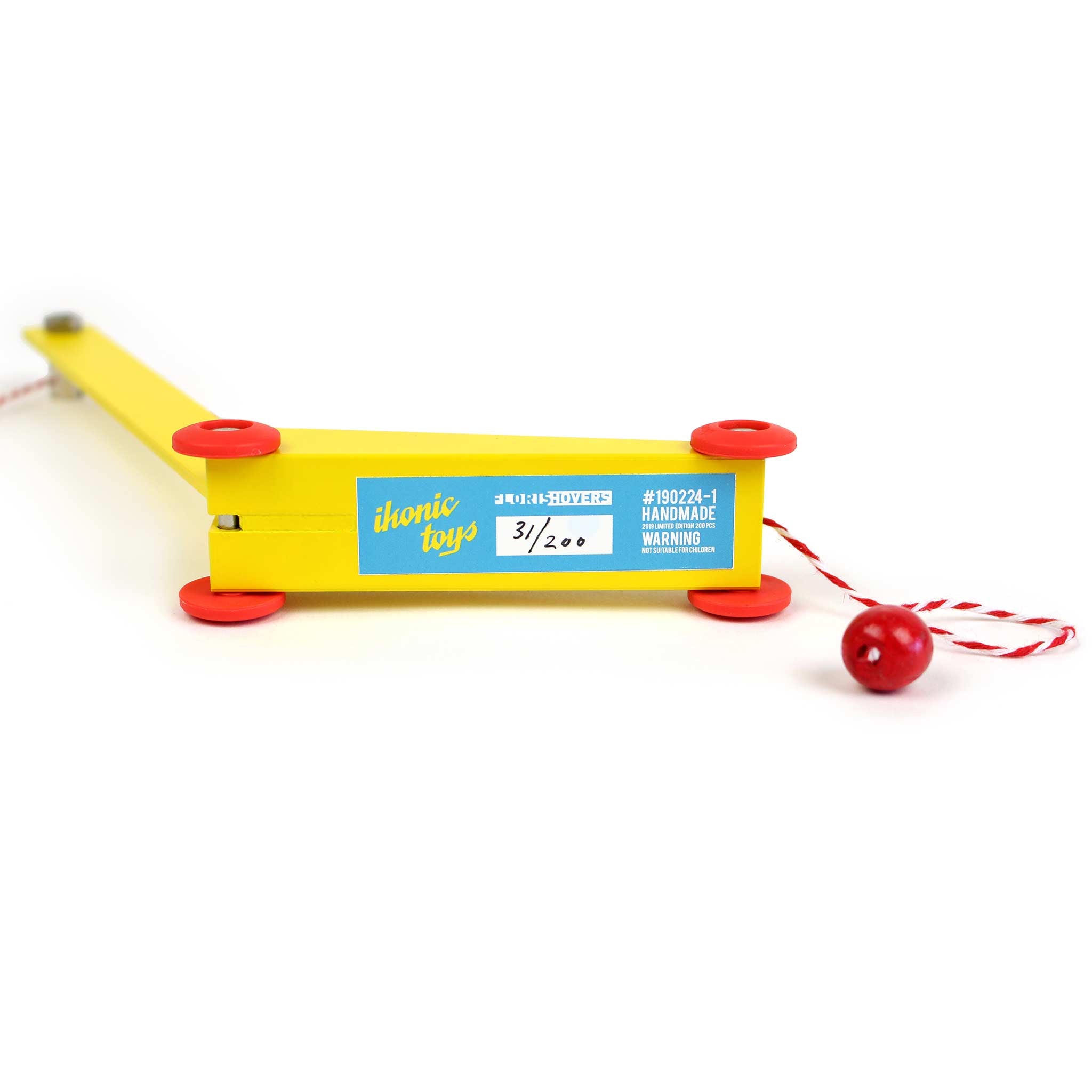 DUOTONE CAR YELLOW CRANE | Gelber SPIELZEUG-KRAN aus Holz | 200 Stck. Limited Edition | Floris Hovers | Ikonic