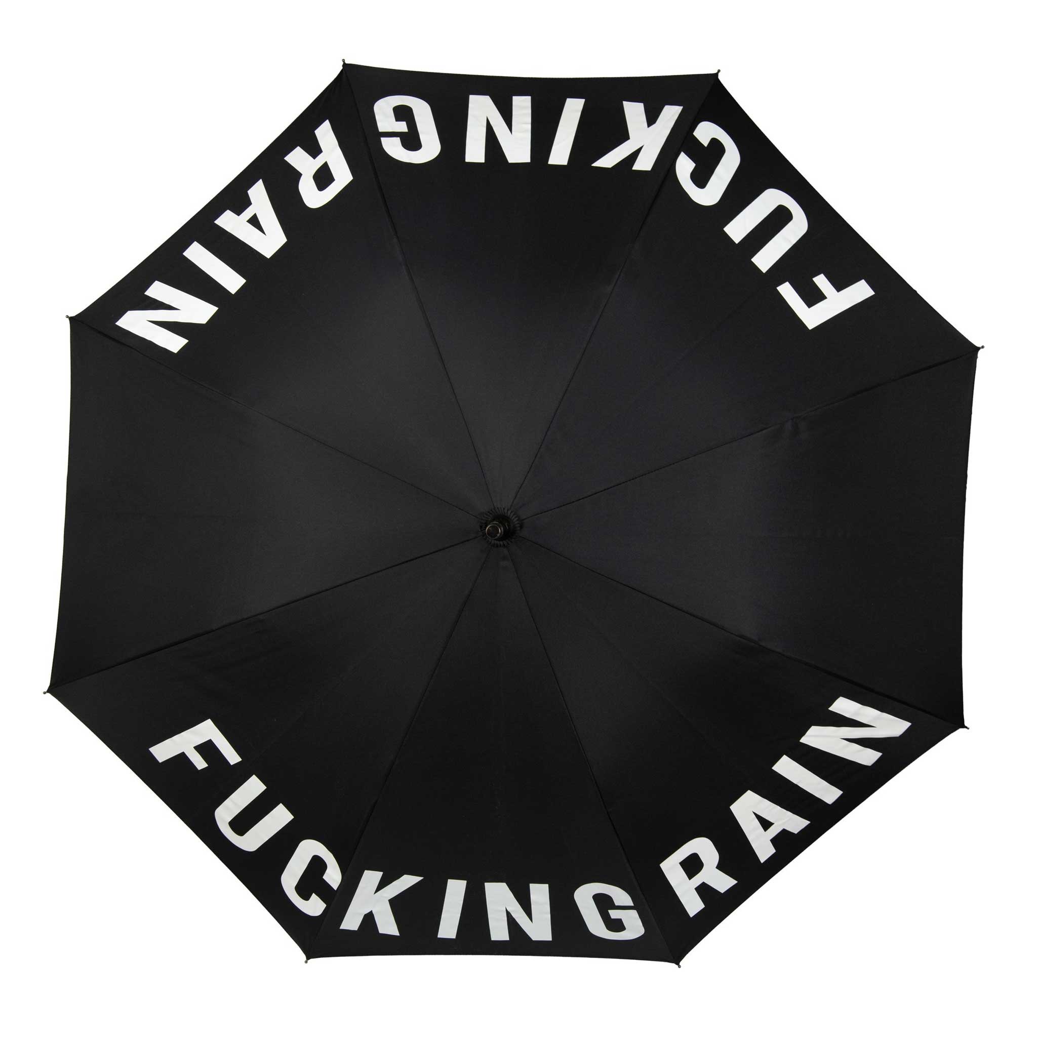 FUCKING RAIN - Schwarzer Regenschirm ∅ 106 cm | Fisura