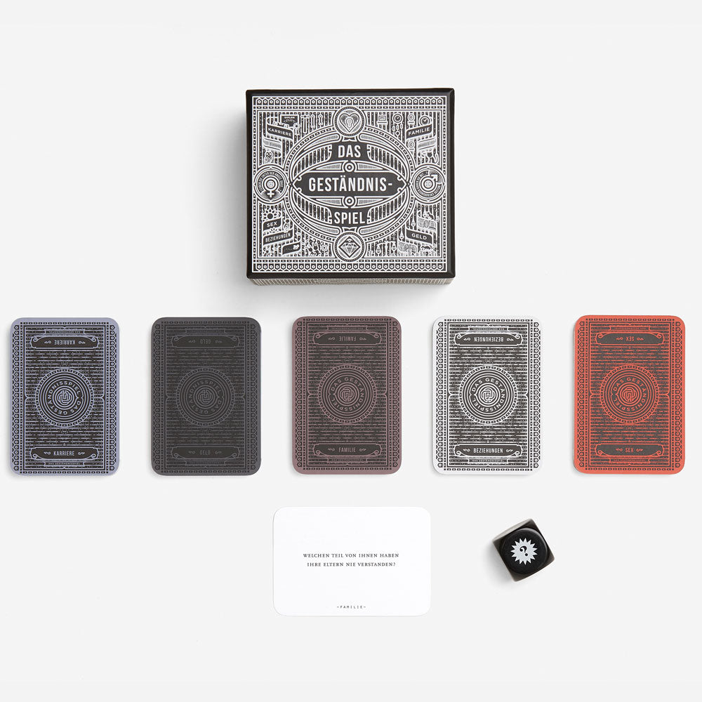 DAS GESTÄNDNISSPIEL | KARTEN- & WÜRFELSPIEL für gewagte Unterhaltungen unter Erwachsenen | The School of Life
