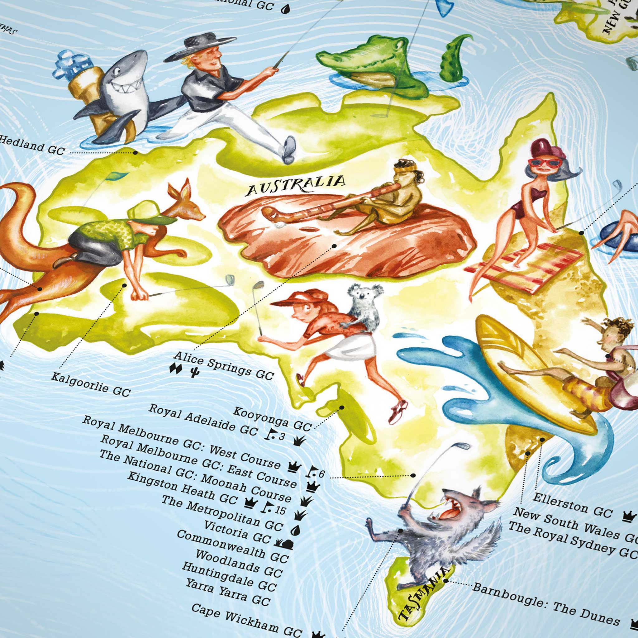 GOLF MAP | Illustrierte Golf-Sport WELTKARTE | 98x56cm | Awesome Maps - Charles & Marie