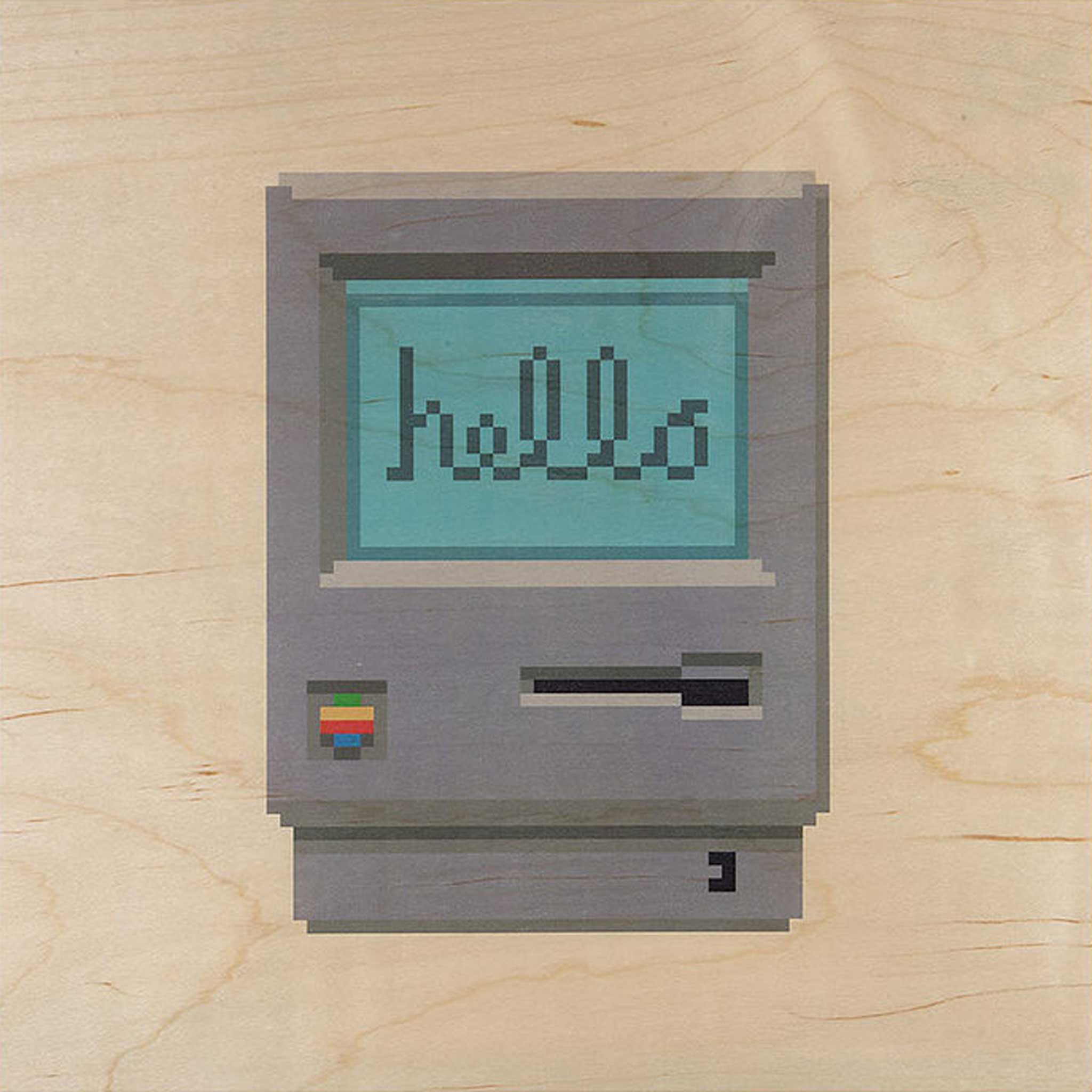HELLO 80's MAC | Design POSTER aus Holz | 30x30 cm | Woodhi - Charles & Marie