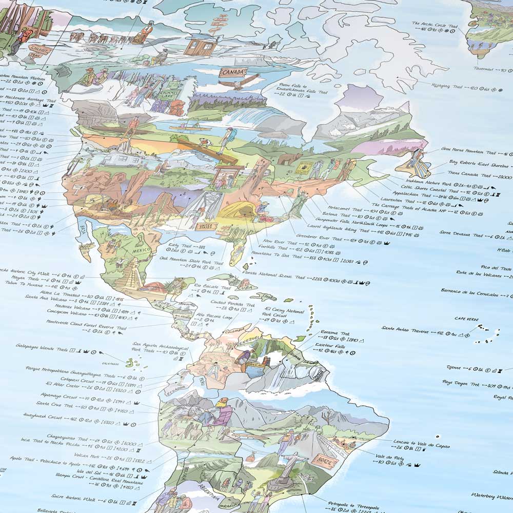 HIKING MAP | Illustrierte WANDER WELTKARTE | Awesome Maps - Charles & Marie
