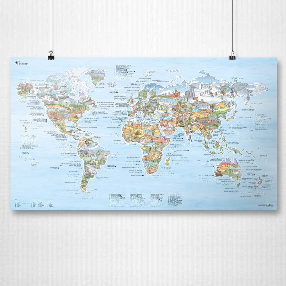 HIKING MAP | Illustrierte WANDER WELTKARTE | Awesome Maps - Charles & Marie