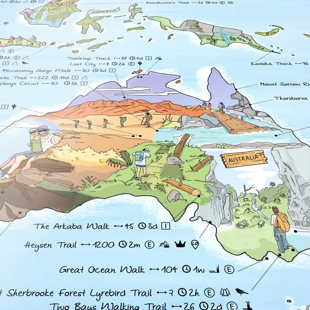 HIKING MAP | Illustrierte WANDER WELTKARTE | Awesome Maps - Charles & Marie