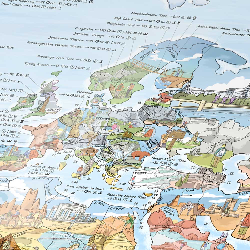 HIKING MAP | Illustrierte WANDER WELTKARTE | Awesome Maps - Charles & Marie