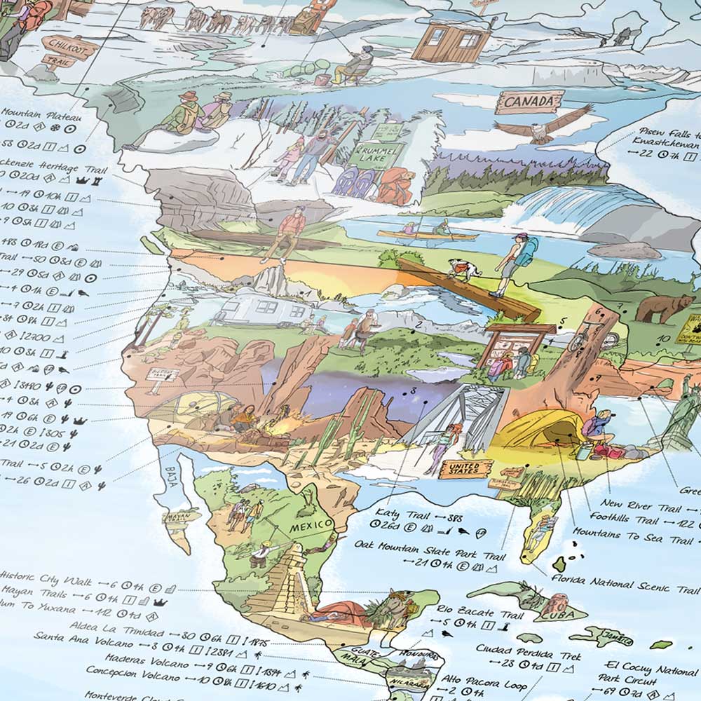 HIKING MAP | Illustrierte WANDER WELTKARTE | Awesome Maps - Charles & Marie