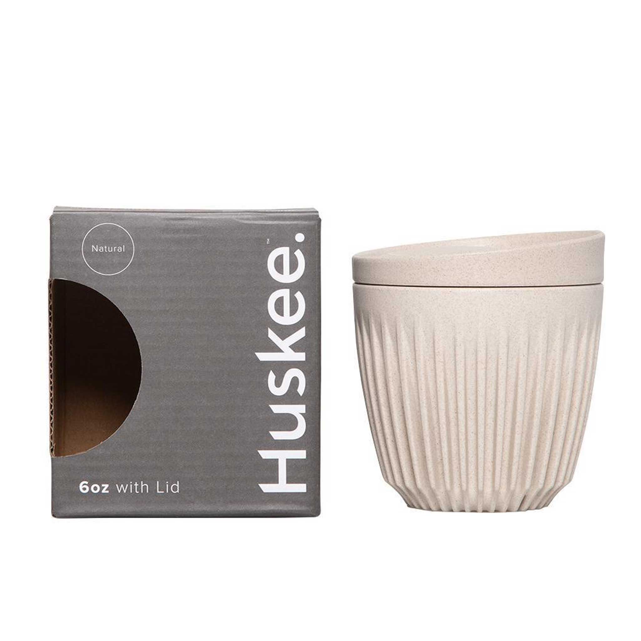 HUSKEE CUP & LID Natur | wiederverwendbare KAFFEE & TEE-BECHER aus Kaffee-Schalen | Huskee - Charles & Marie