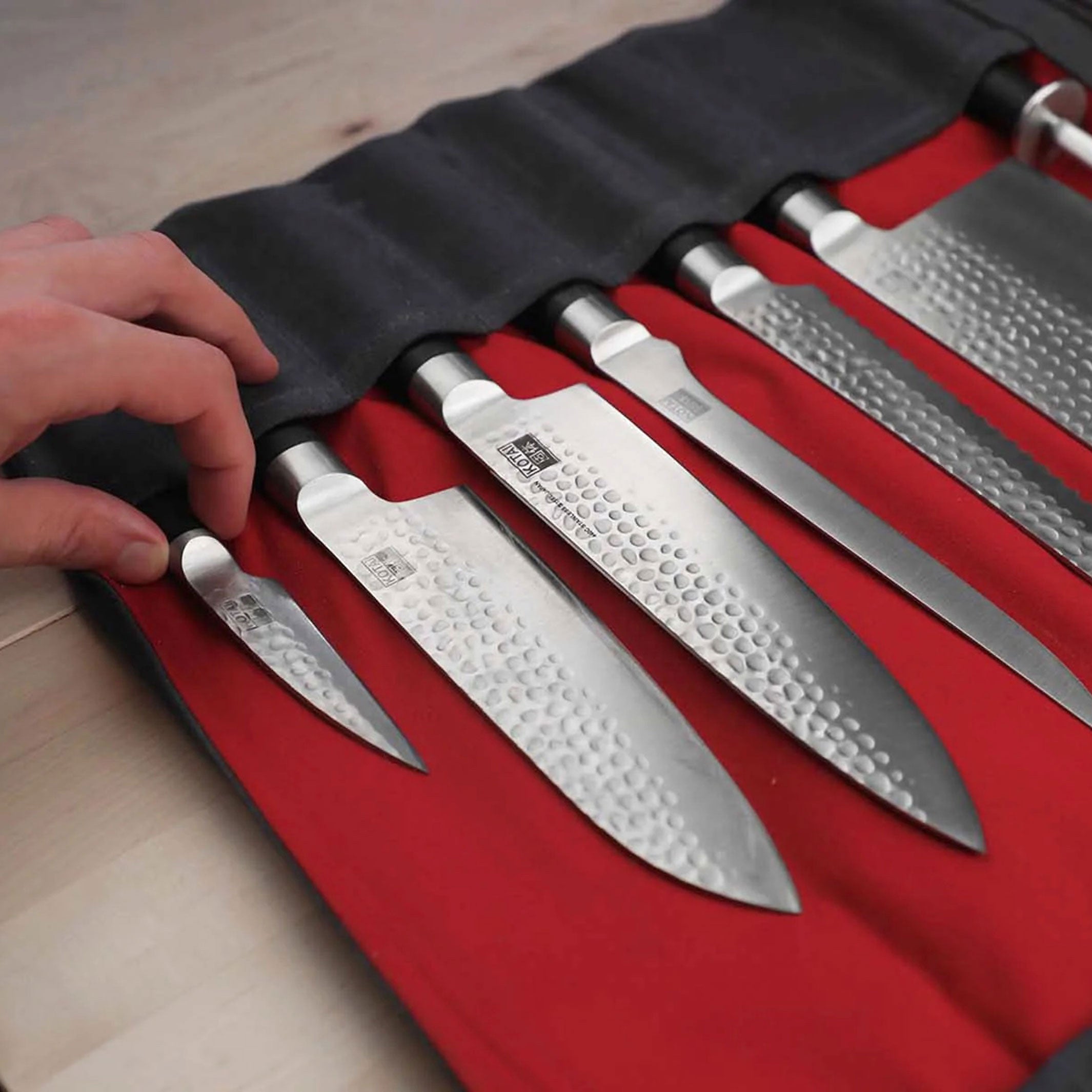 NOMAD KNIFE SET in BAG | Profi Reise-MESSER-SET | 6 Messer, Wetzstahl und Tasche | Kotai