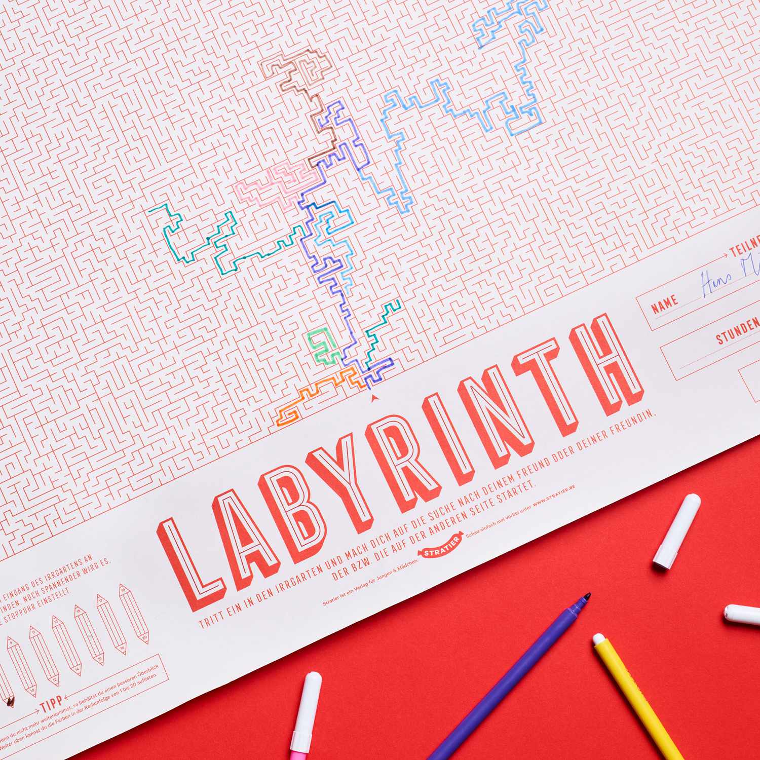 LABYRINTH | XL Spiel & Rätsel POSTER | 65x100cm | Stratier - Charles & Marie