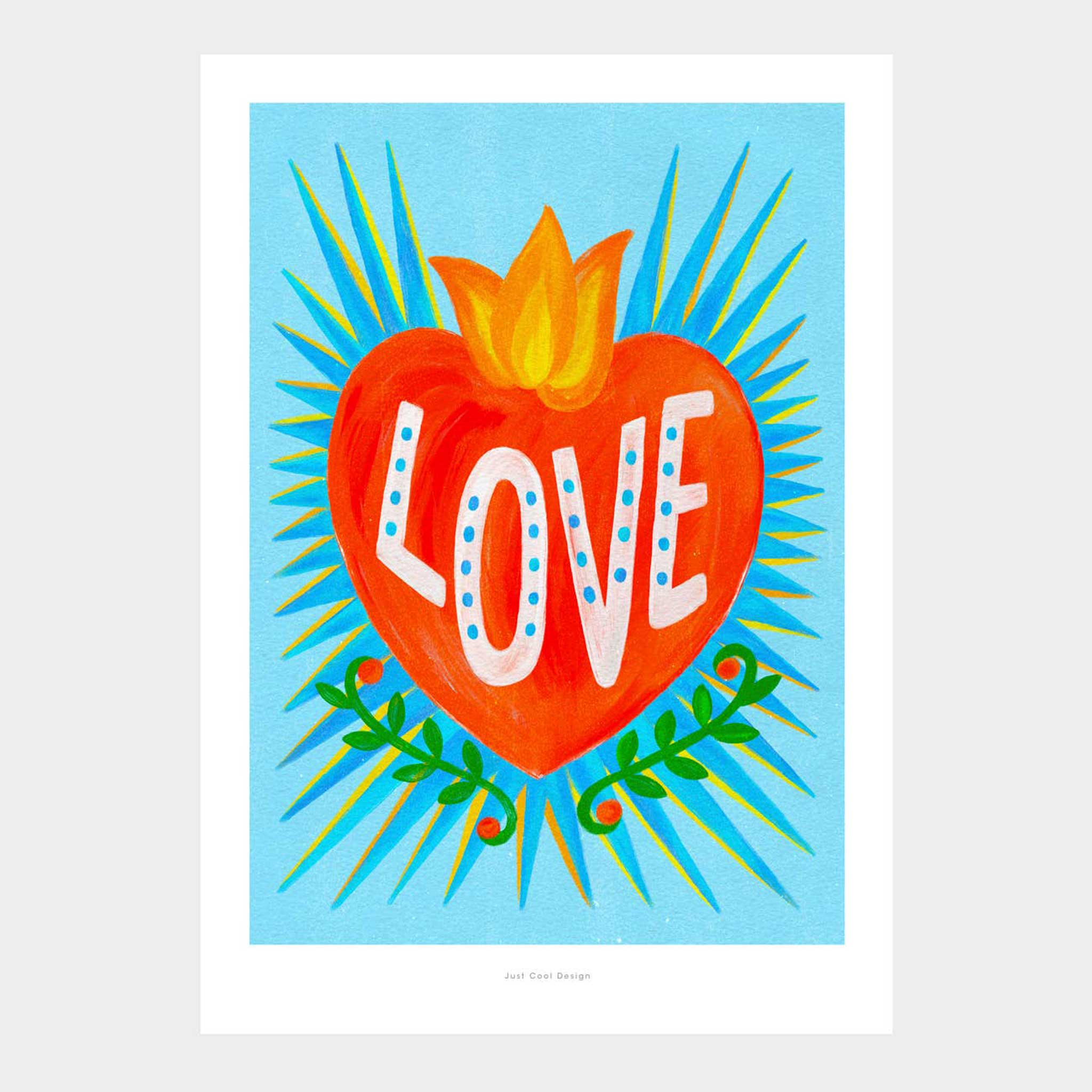 COEUR D'AMOUR MEXICAIN | AFFICHE graphique | Format A4 | Juste un autre design cool