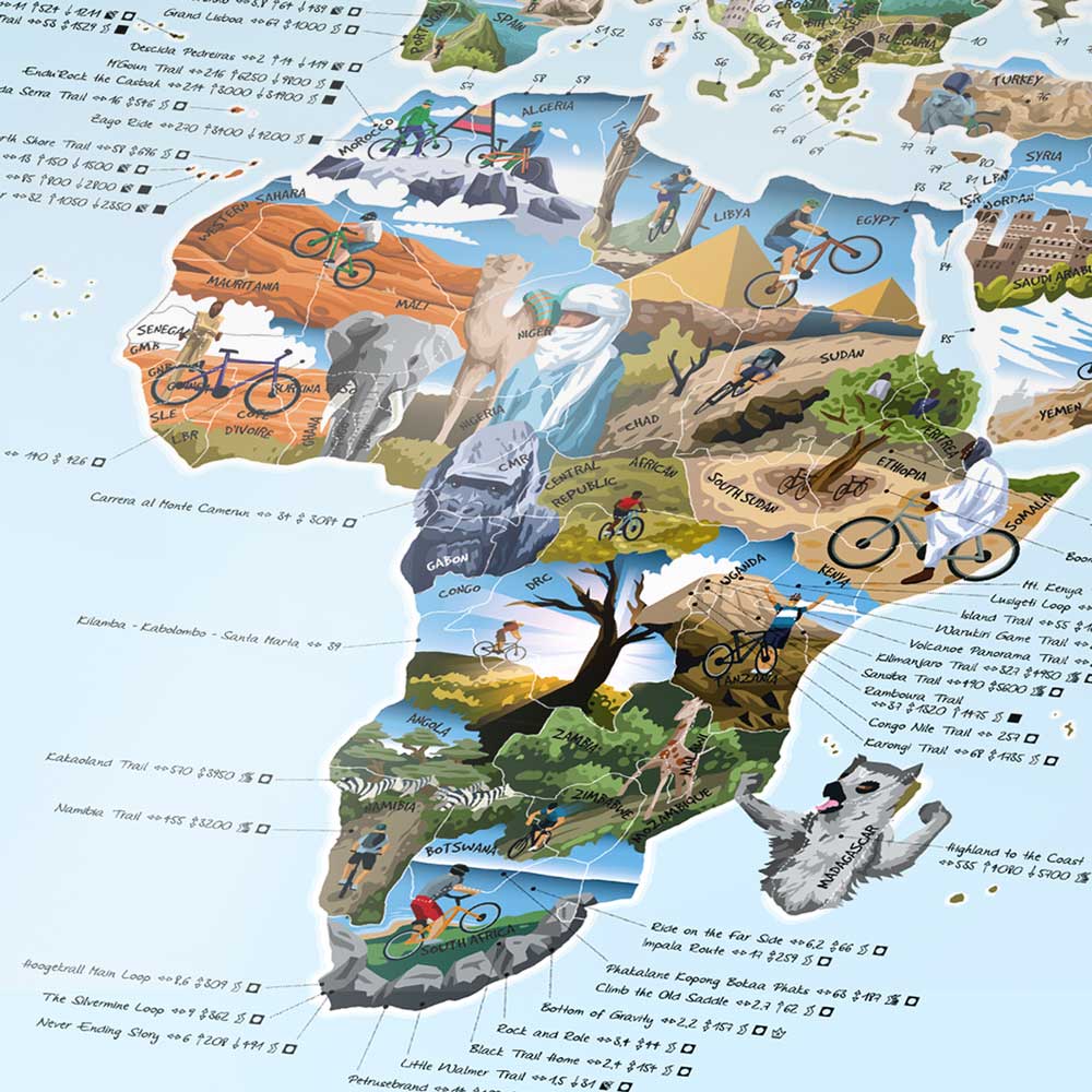 MOUNTAIN BIKE MAP | Illustrierte FAHRRAD WELTKARTE | Awesome Maps - Charles & Marie