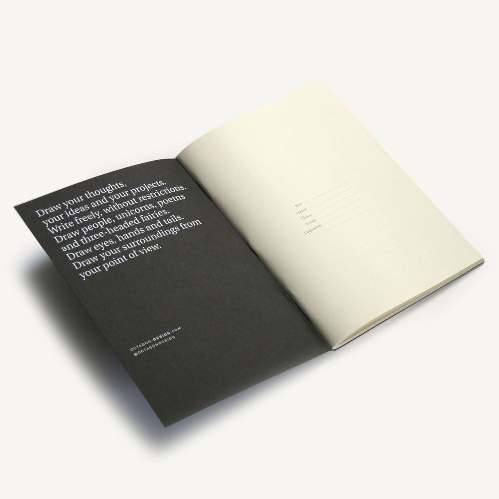 AWKWARD IDEAS | Schwarzes NOTIZBUCH | A5 | Octàgon Design - Charles & Marie