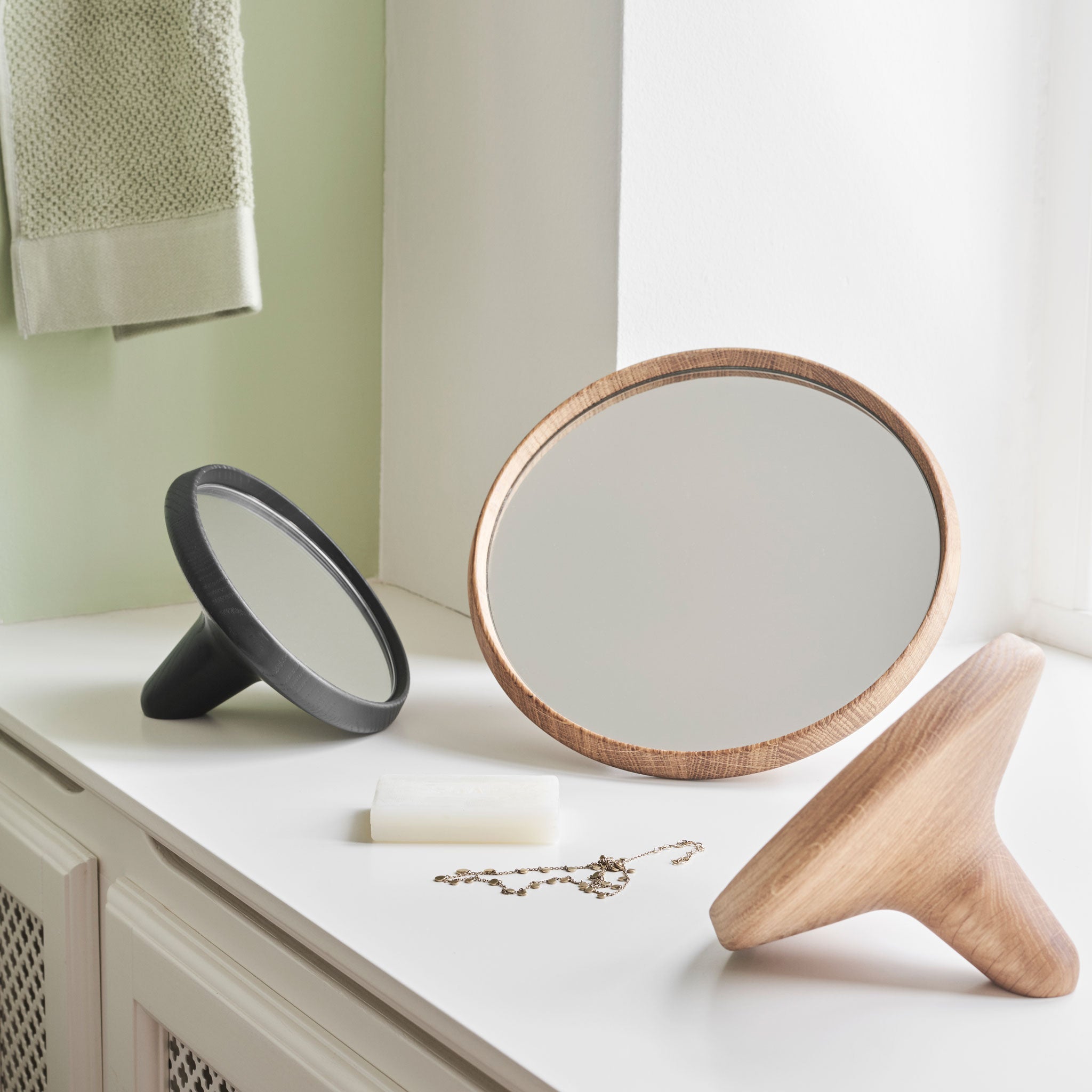 SATELLITE | Wooden round MIRROR | Christoffer Skjøtt | Spring Copenhagen