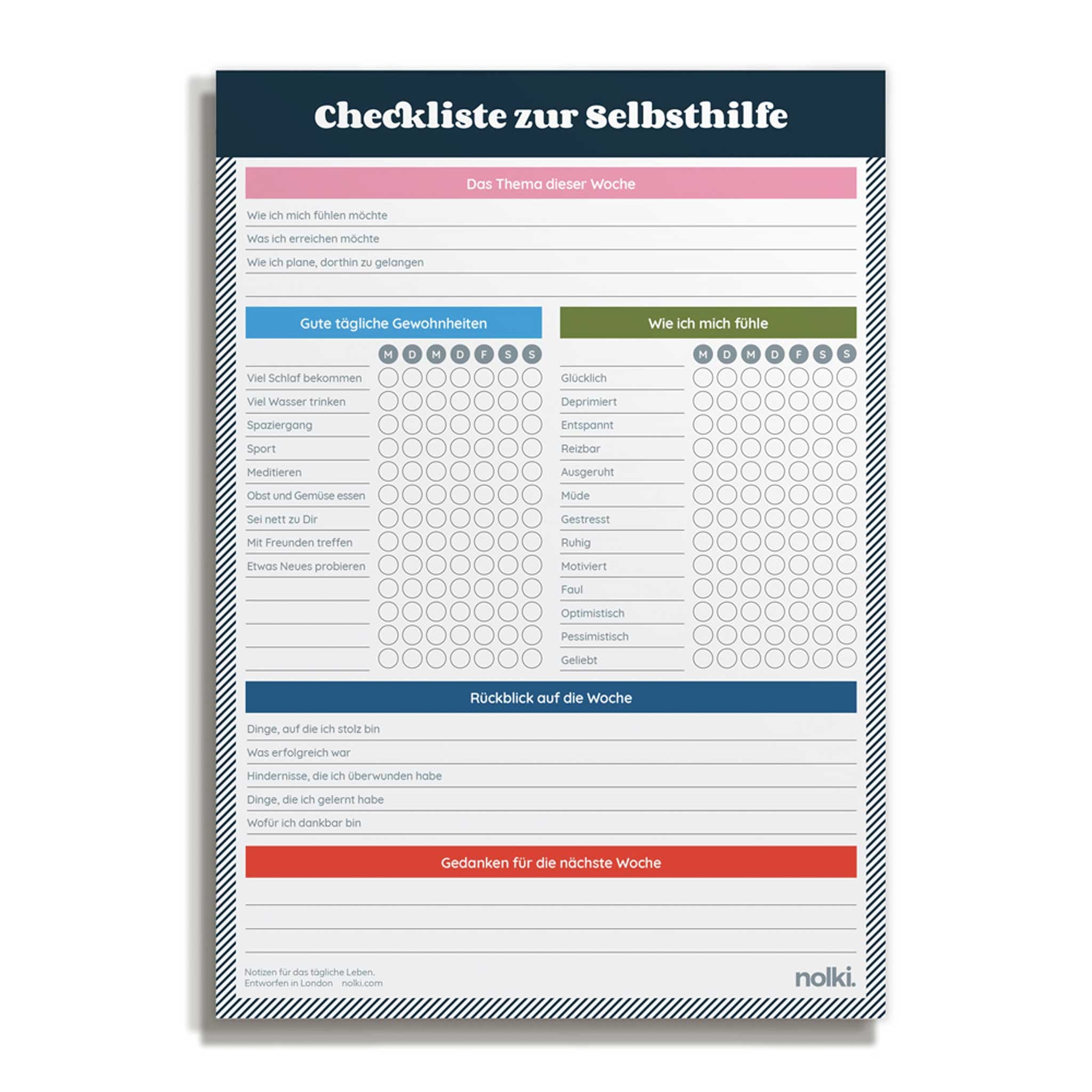 SELF CARE CHECKLIST | SELBSTHILFE CHECKLISTE | A5 & 100 Seiten | nolki - Charles & Marie