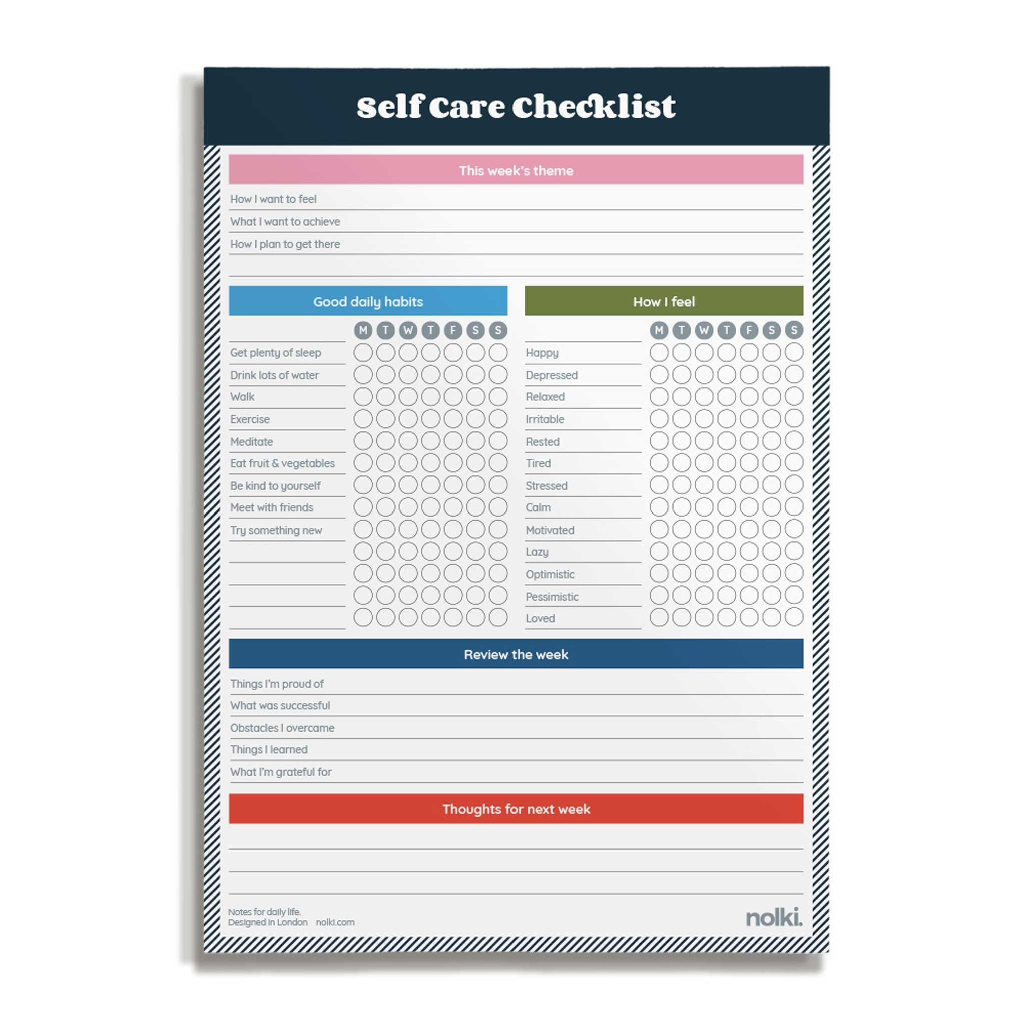 SELF CARE CHECKLIST | SELBSTHILFE CHECKLISTE | A5 & 100 Seiten | nolki - Charles & Marie