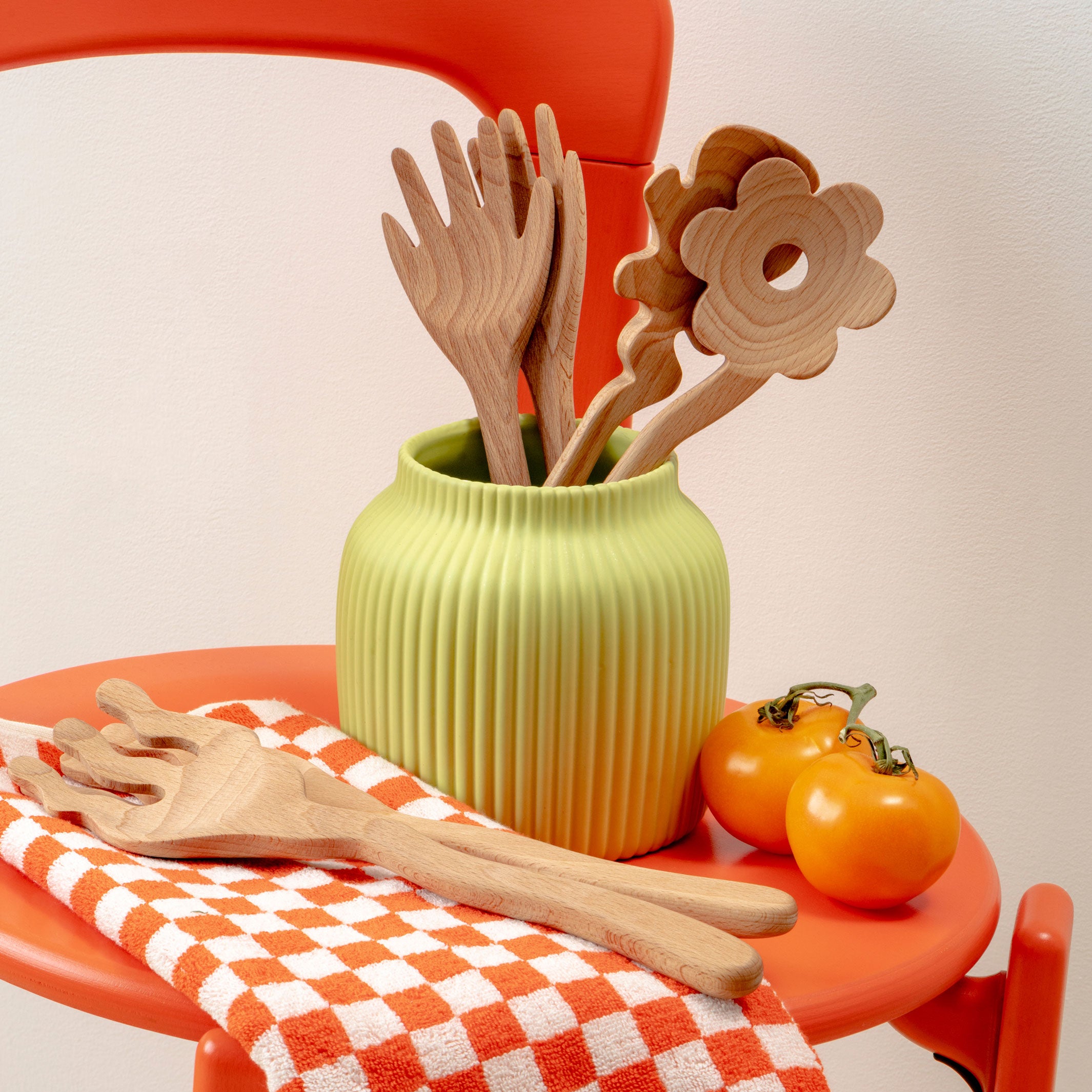 SERVING FRIENDS Wavy | WOODEN SPOONS & SALAD SERVER | Selena Liu | Areaware