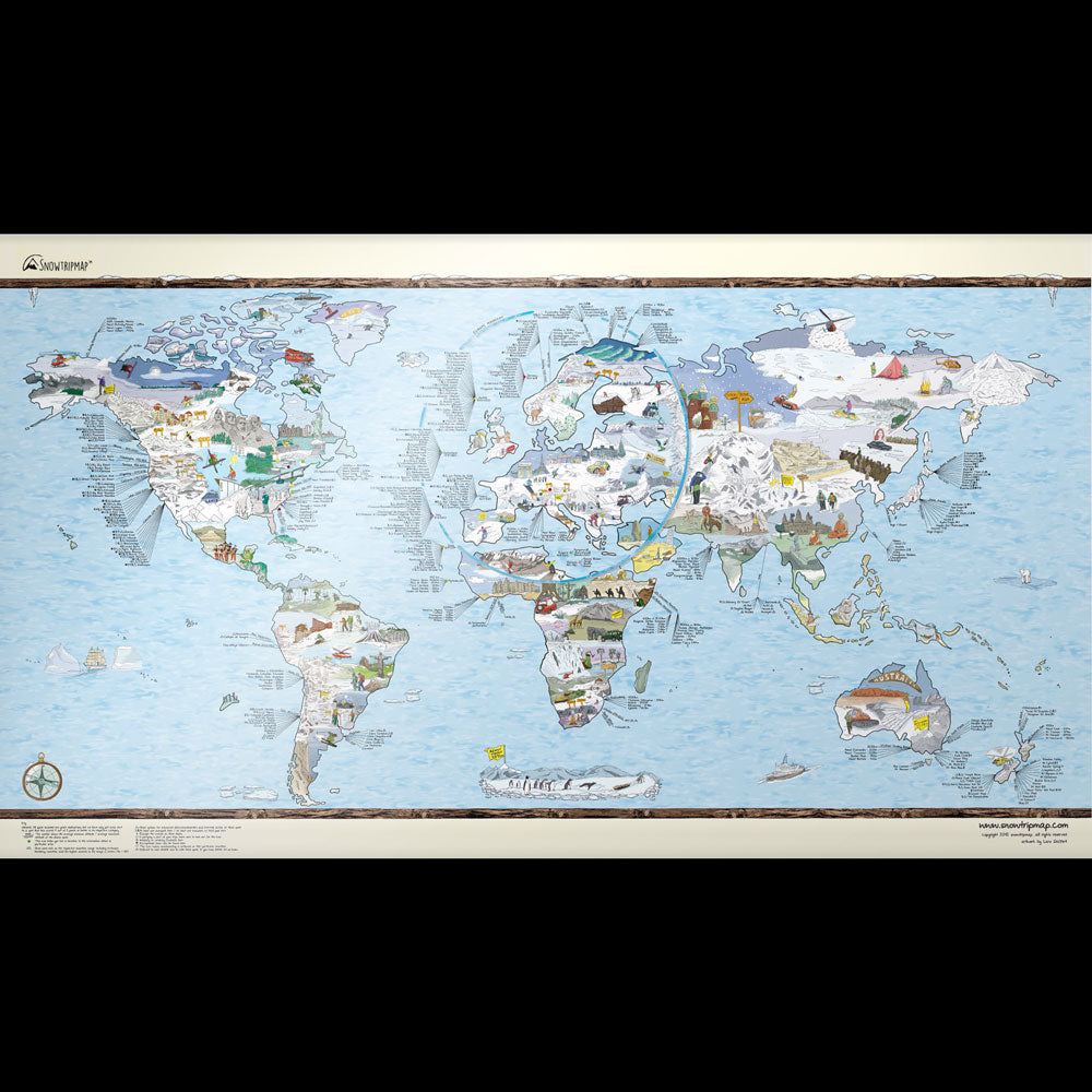 SNOWTRIP MAP | Wintersport-WELTKARTE | 98x56 cm | Awesome Maps - Charles & Marie
