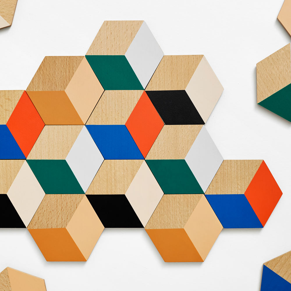 CARREAUX DE TABLE | VERRE COASTER en bois avec graphiques 3D | Ensemble de 6 | Tonnelle | Sont conscients