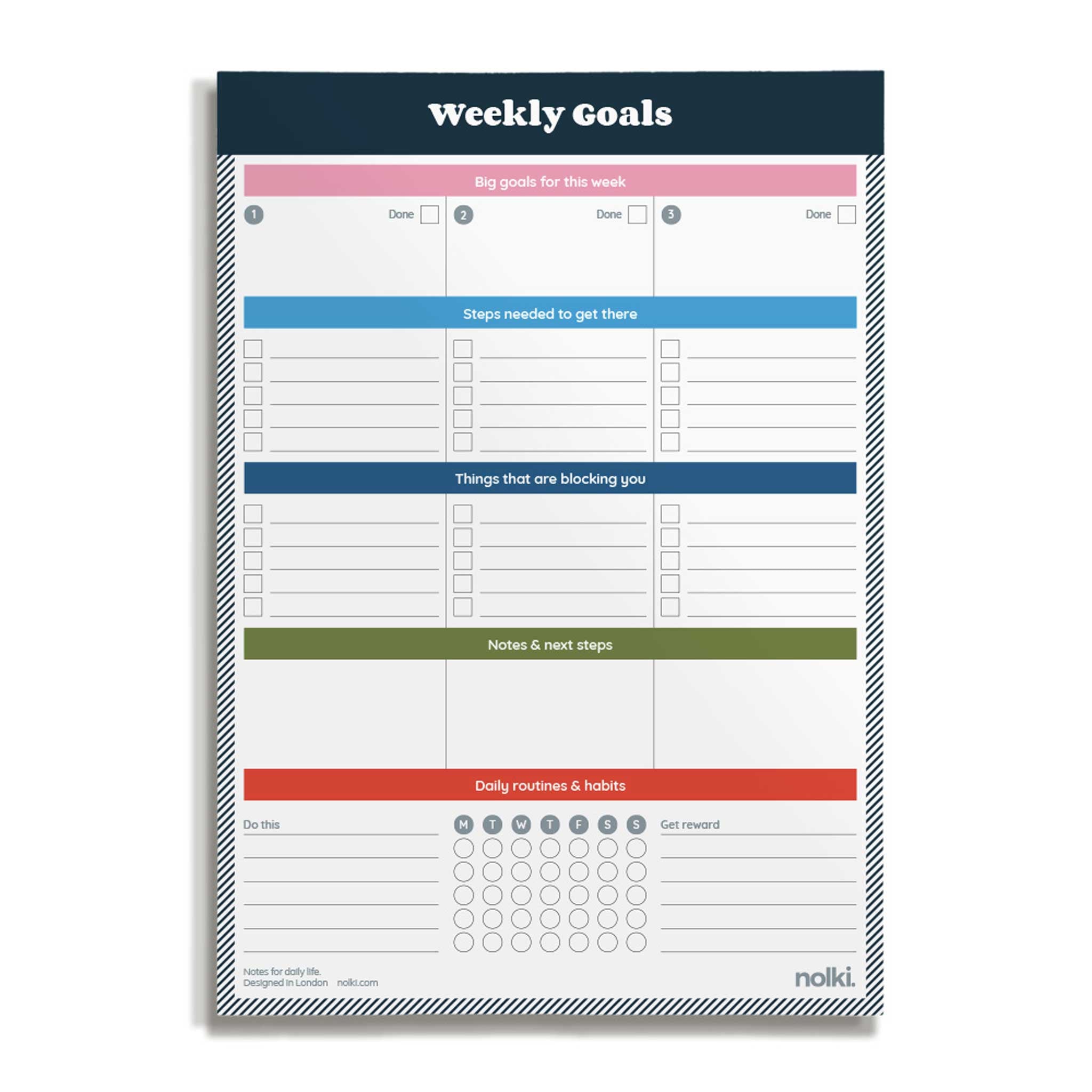 WEEKLY GOALS PAD | WOCHENZIELE PLANER | A5 & 100 Seiten | nolki - Charles & Marie