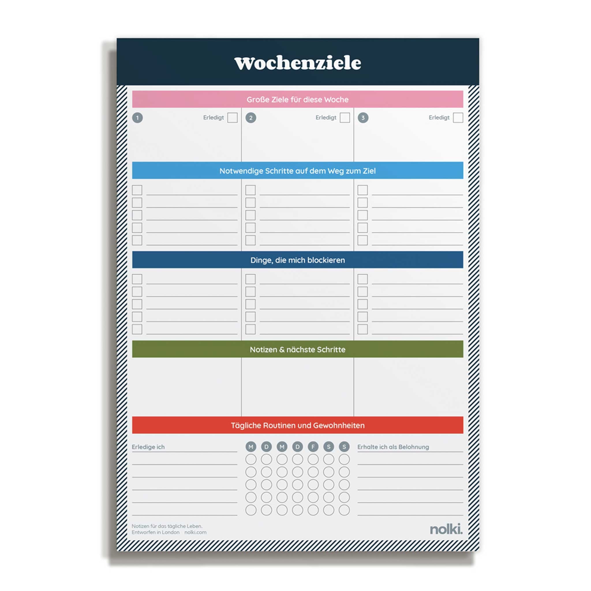 WEEKLY GOALS PAD | WOCHENZIELE PLANER | A5 & 100 Seiten | nolki - Charles & Marie