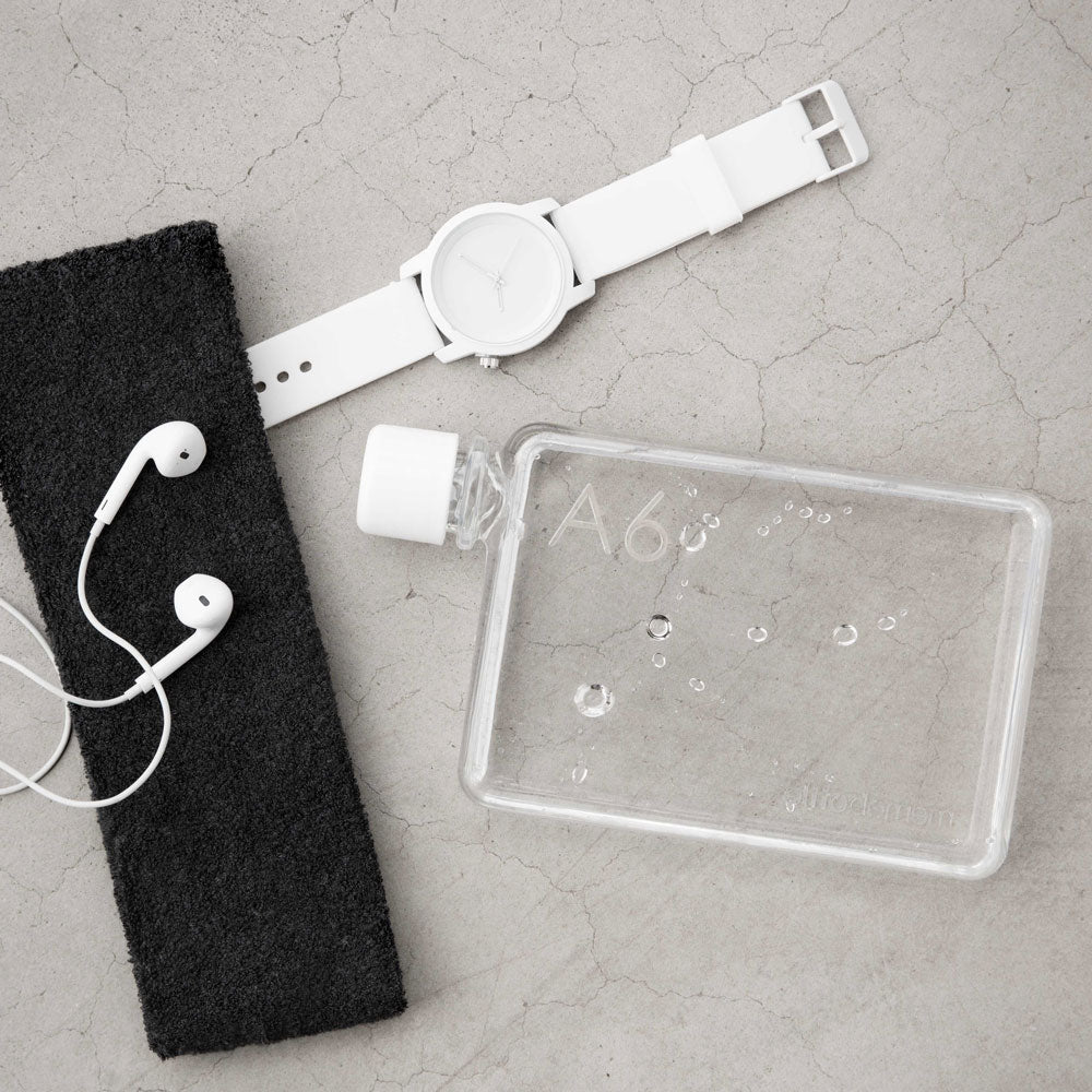 Bouteille mémo A6 | BOUTEILLE D'EAU ET DE BOISSON plate réutilisable | 375 ml