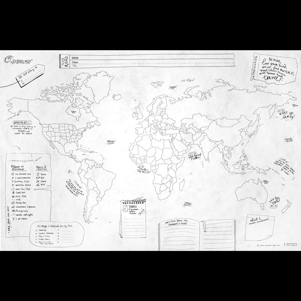 JOURNAL Map | Zerknüllte Reise-WELTKARTE | Awesome Maps