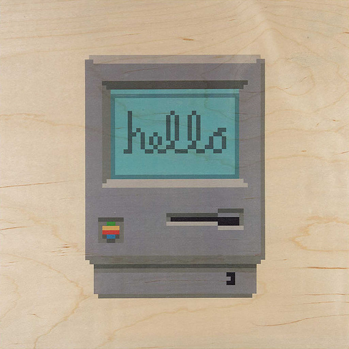 BONJOUR MAC des années 80 | POSTER design en bois | 30x30cm | Woodhi
