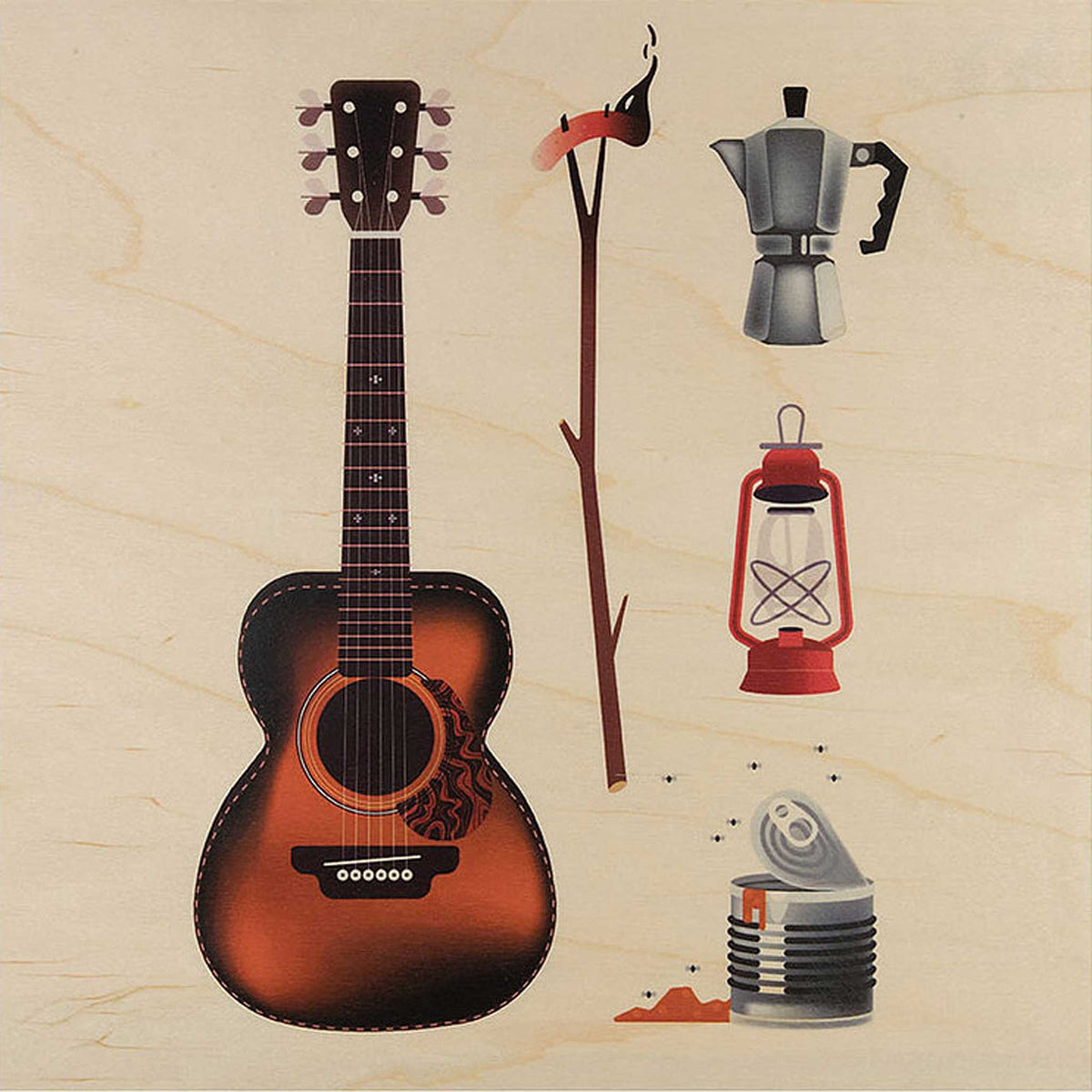 AUTOUR DU FEU | ABENTEUER POSTER aus Holz | 30x30 cm | Woodhi